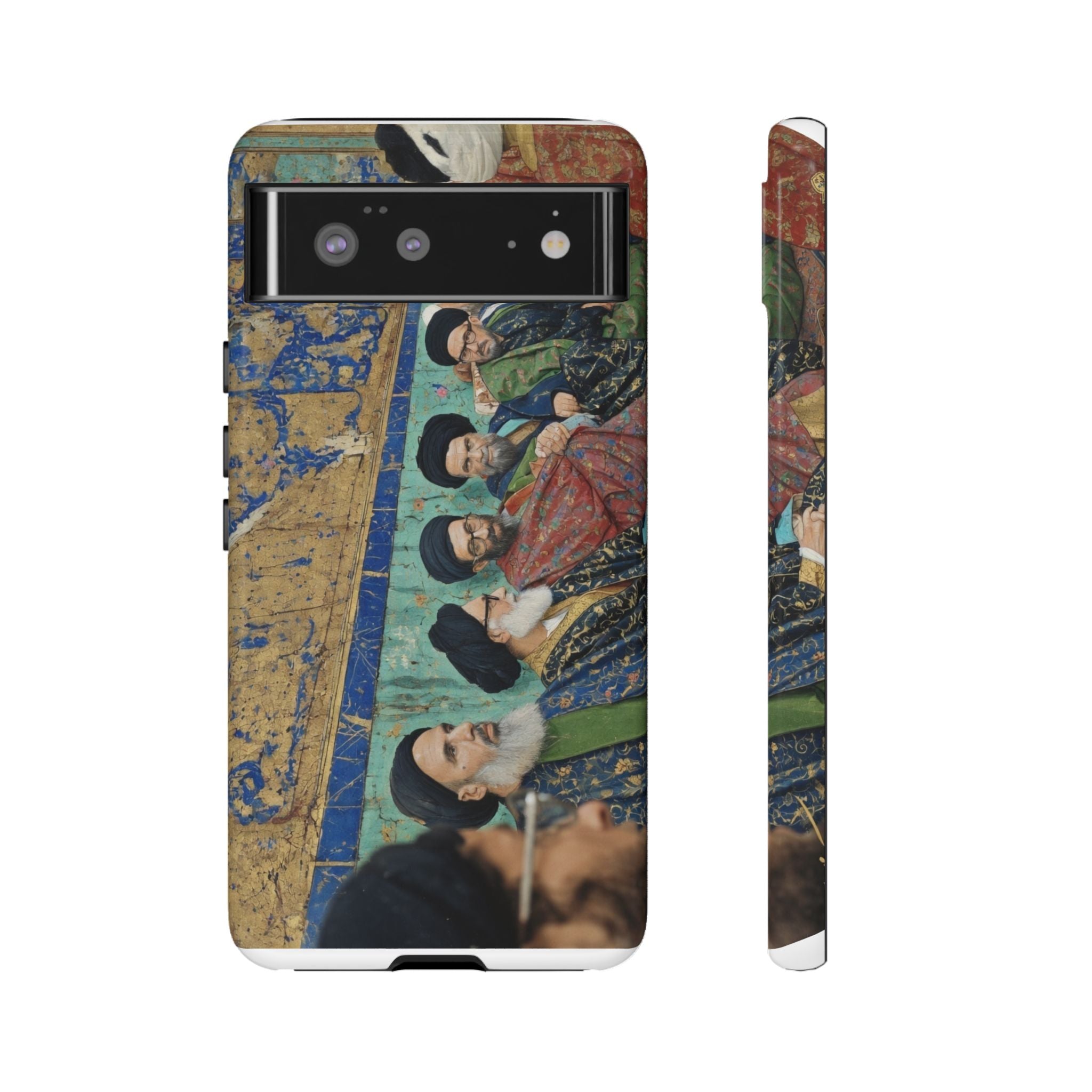 Religious Mosaic Phone Case — Vintage Shrine Scene Protective Hard Case