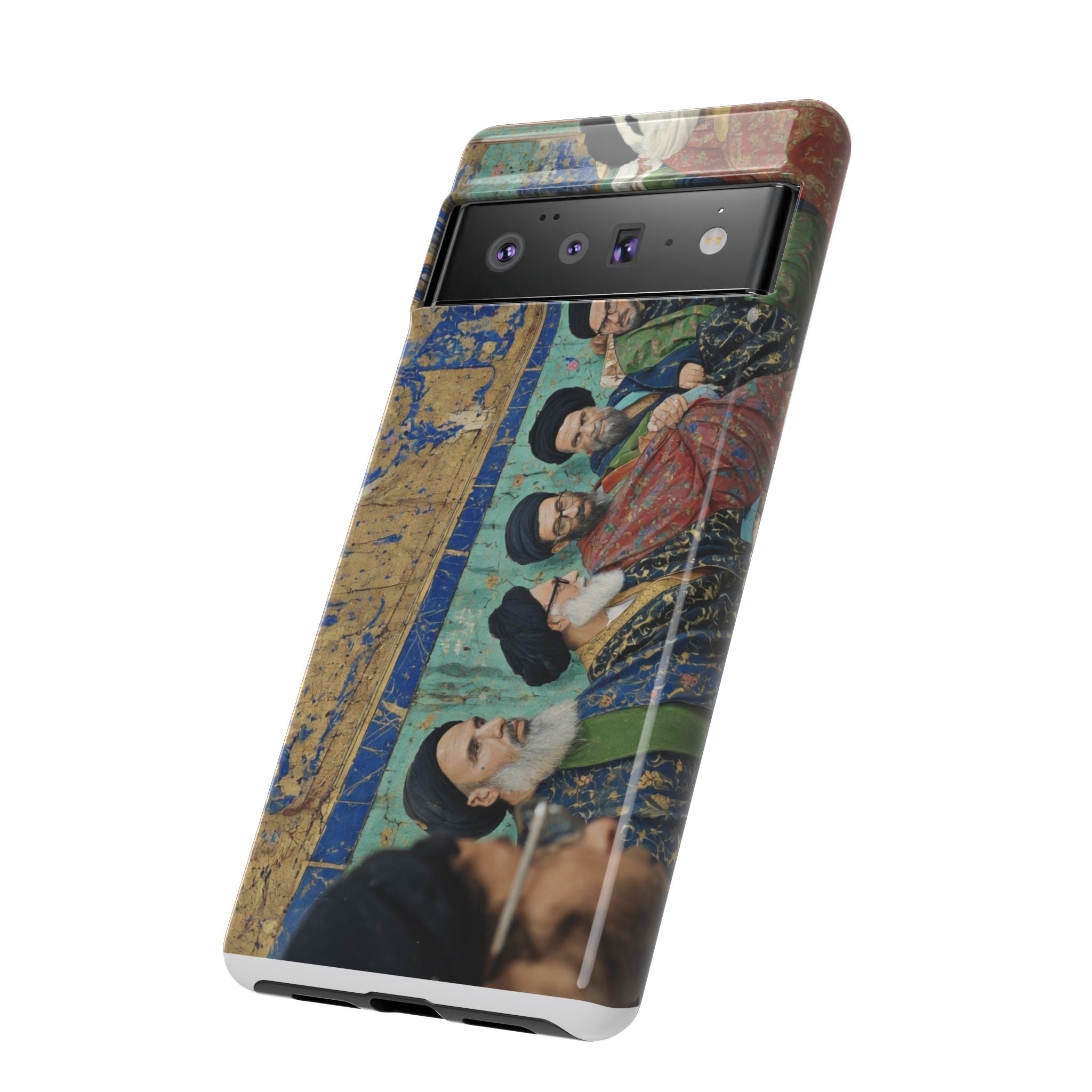 Religious Mosaic Phone Case — Vintage Shrine Scene Protective Hard Case