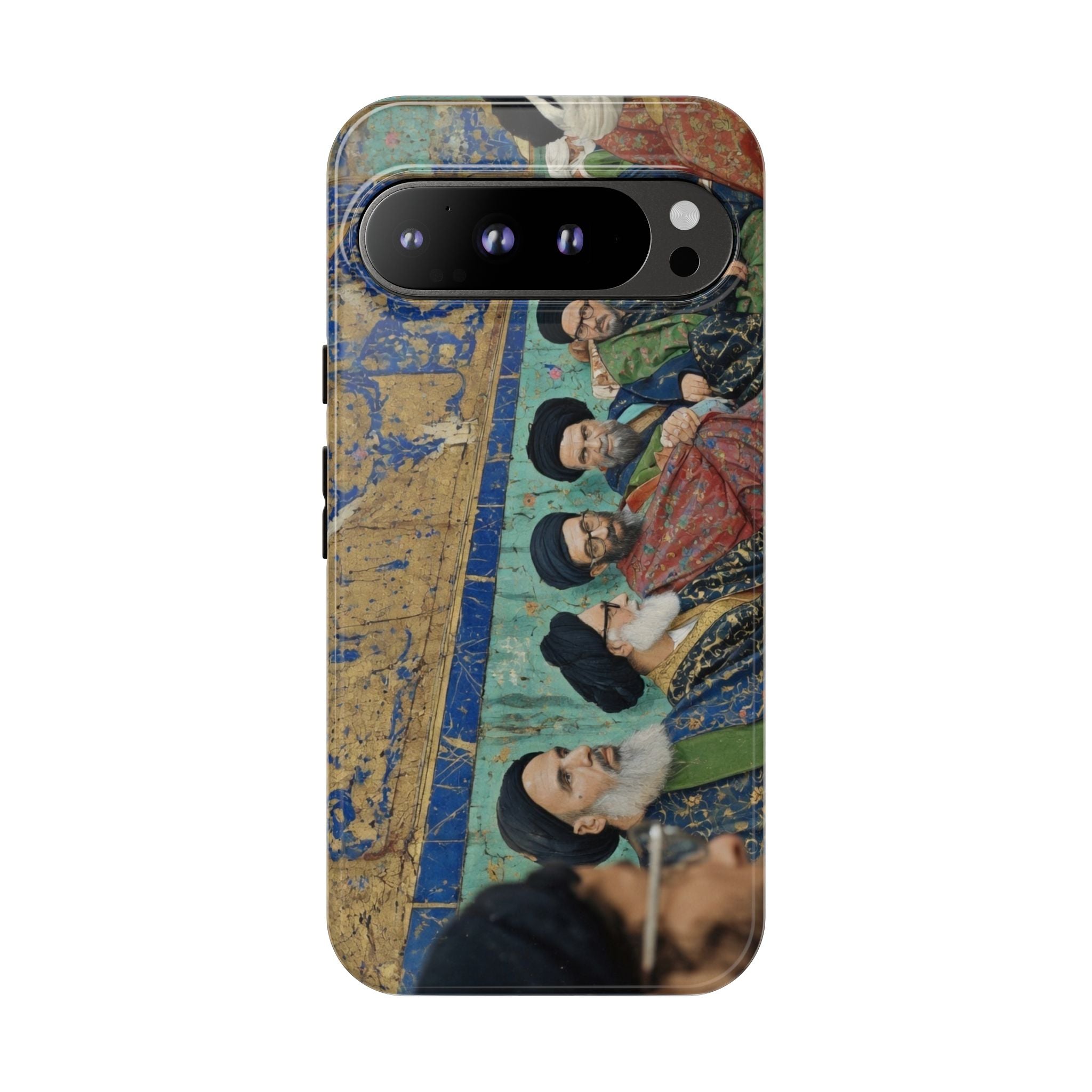 Religious Mosaic Phone Case — Vintage Shrine Scene Protective Hard Case