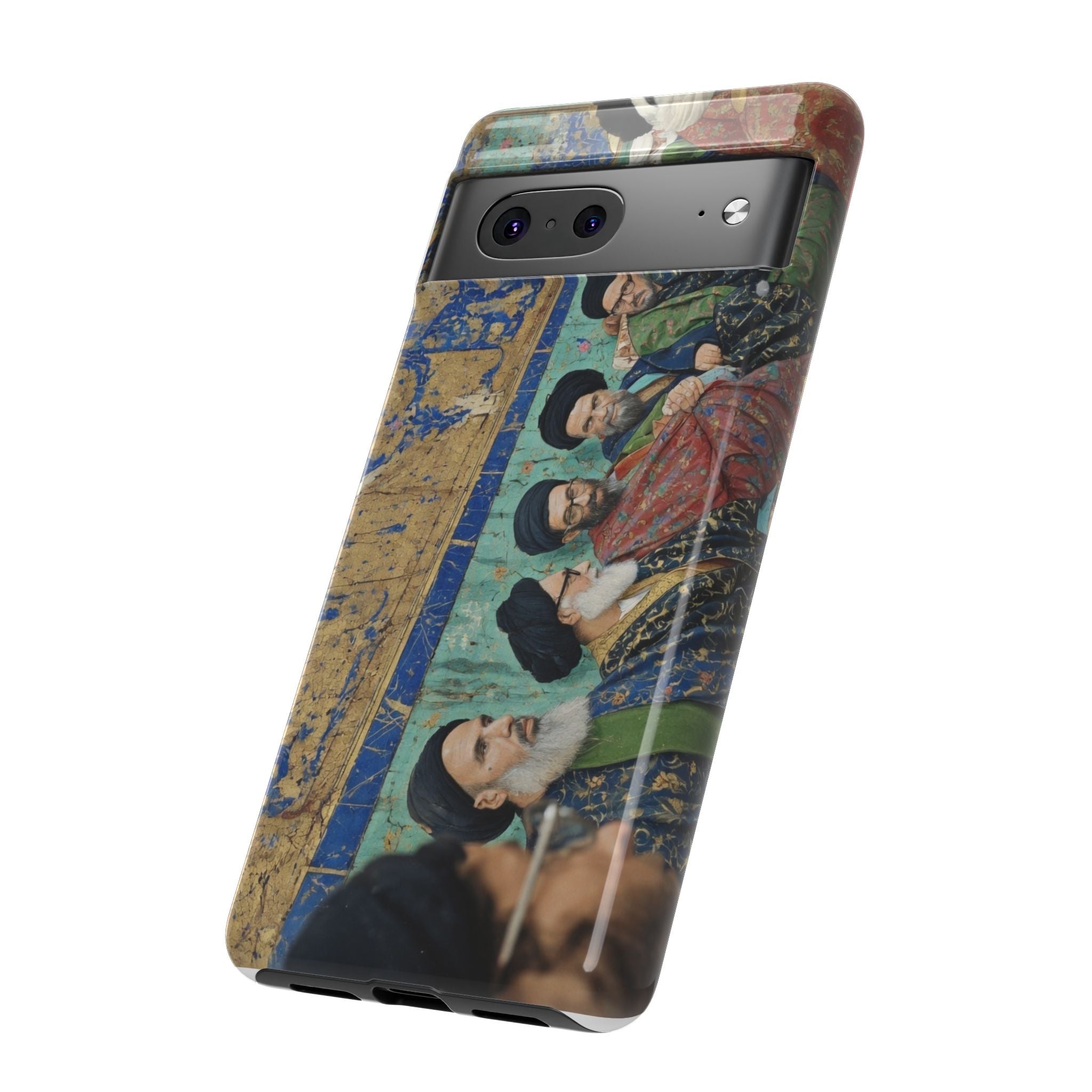 Religious Mosaic Phone Case — Vintage Shrine Scene Protective Hard Case