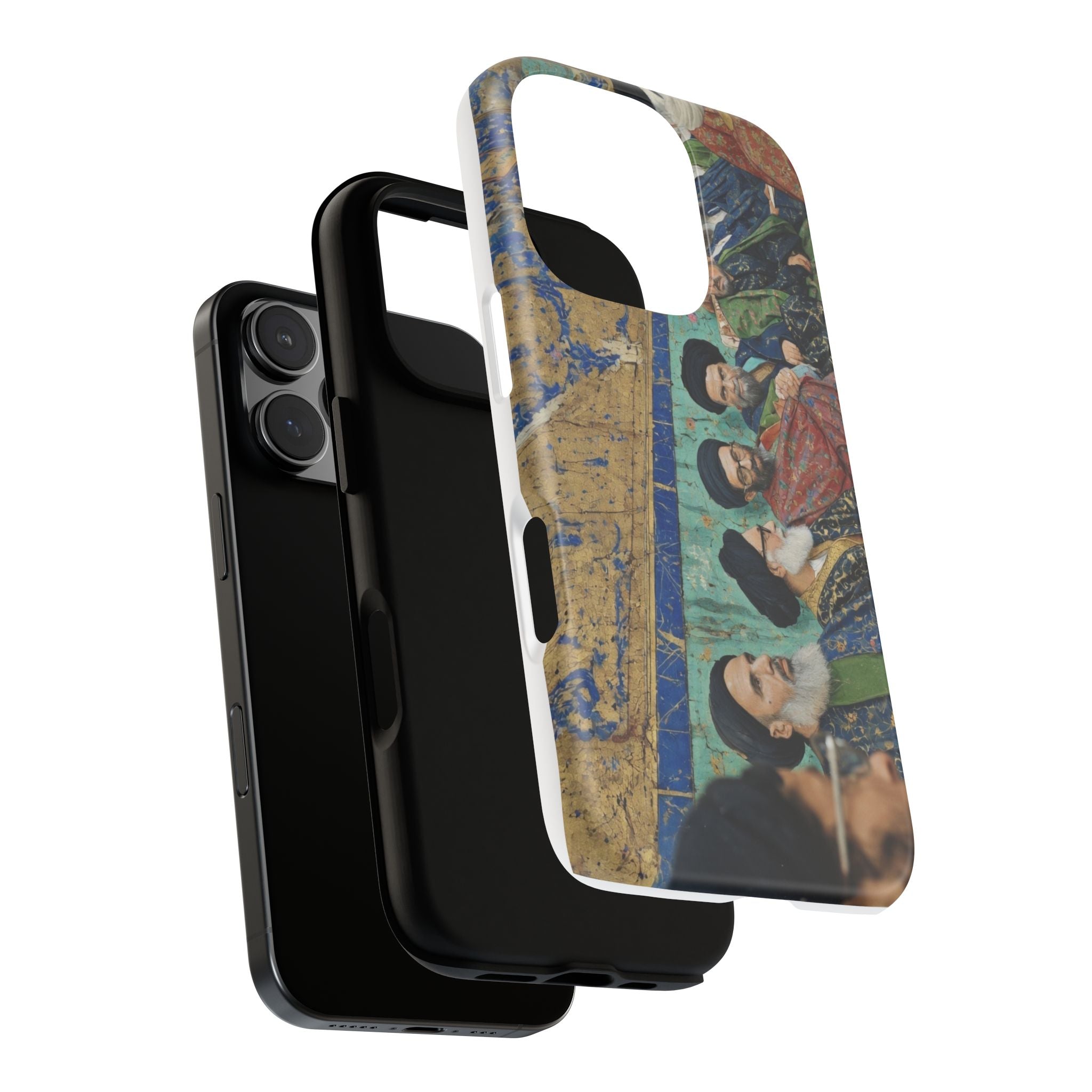 Religious Mosaic Phone Case — Vintage Shrine Scene Protective Hard Case