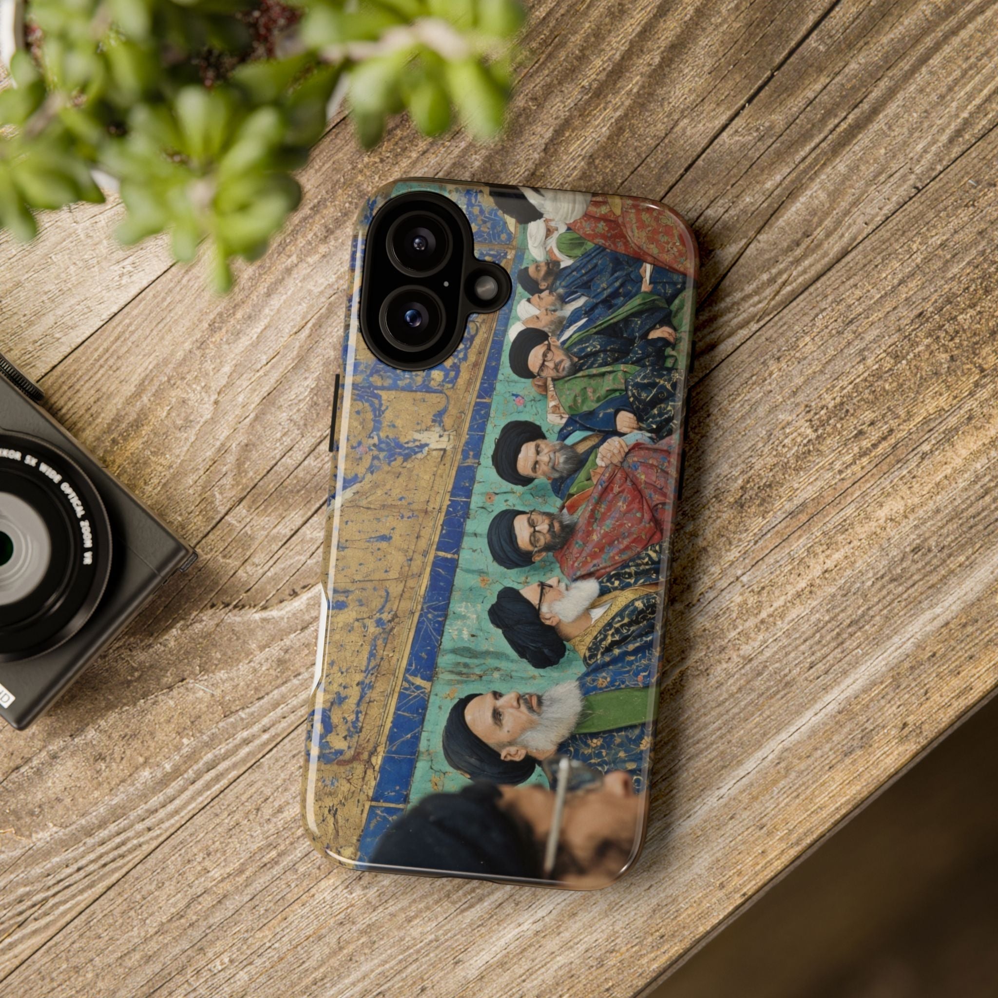 Religious Mosaic Phone Case — Vintage Shrine Scene Protective Hard Case