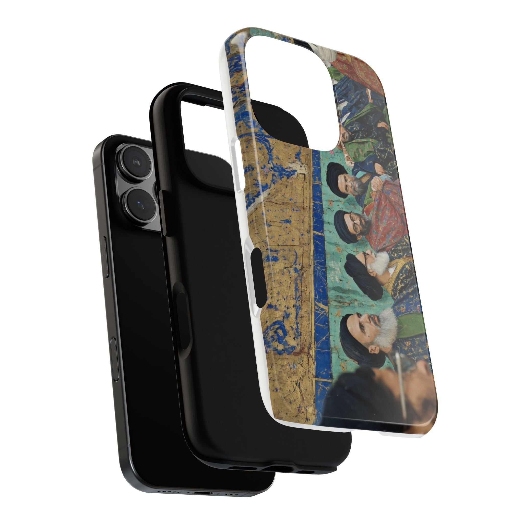 Religious Mosaic Phone Case — Vintage Shrine Scene Protective Hard Case