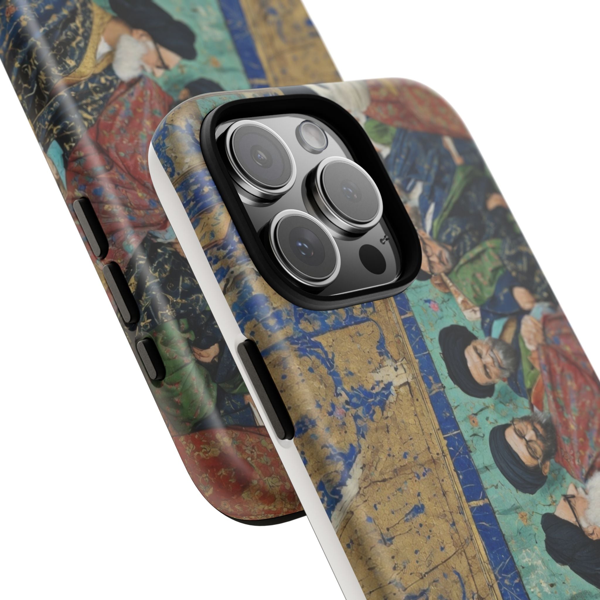 Religious Mosaic Phone Case — Vintage Shrine Scene Protective Hard Case