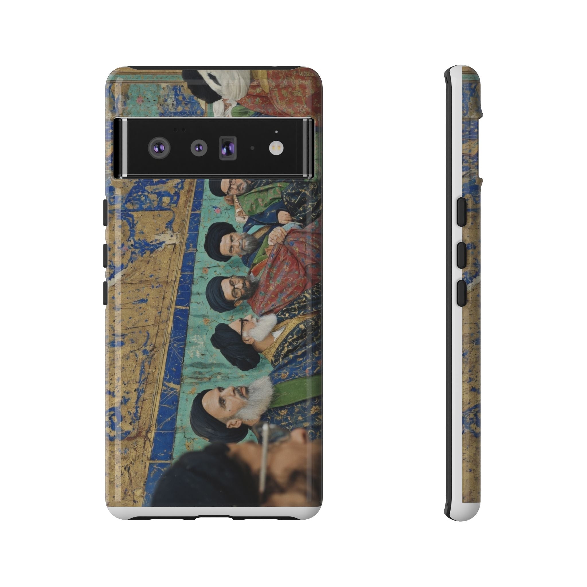 Religious Mosaic Phone Case — Vintage Shrine Scene Protective Hard Case