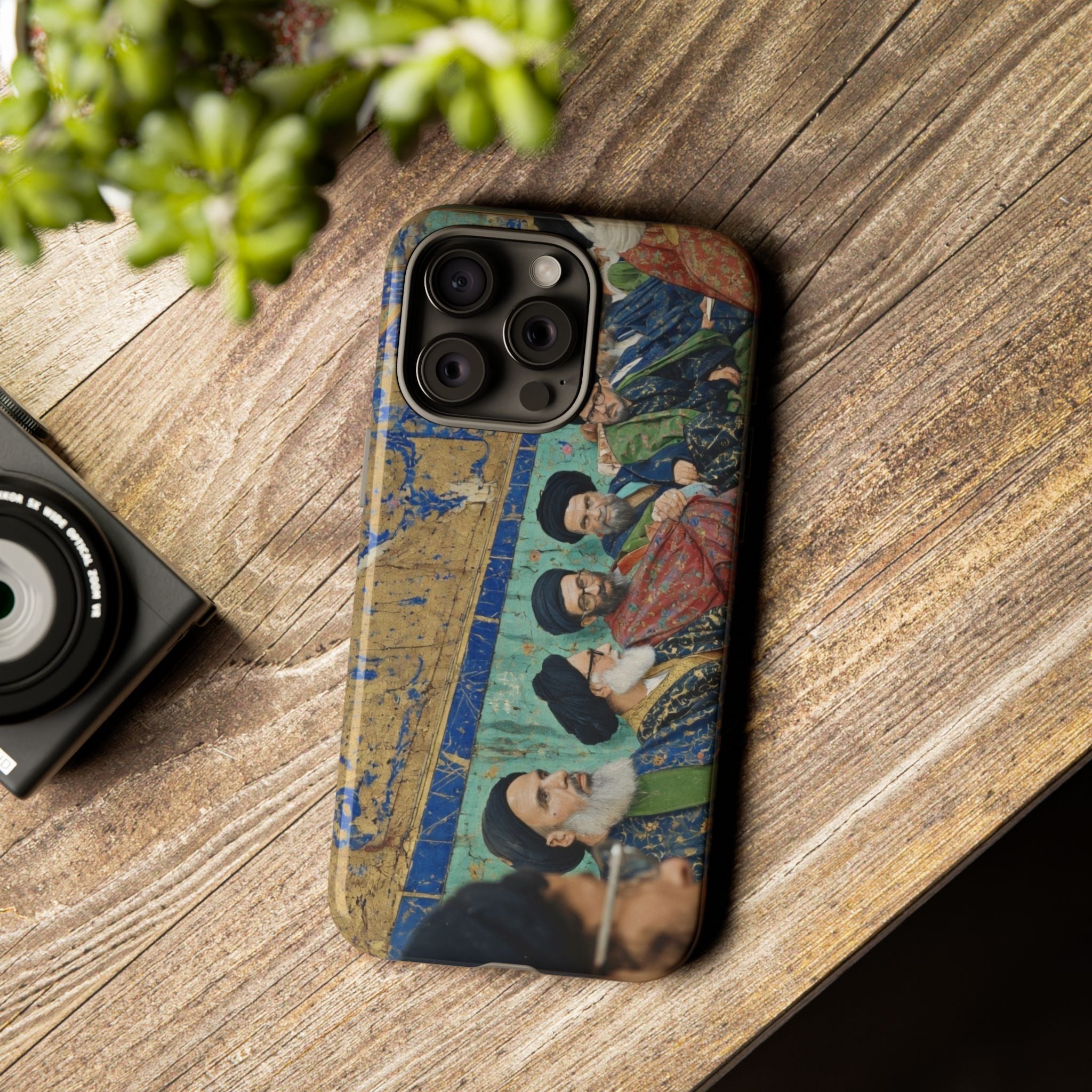 Religious Mosaic Phone Case — Vintage Shrine Scene Protective Hard Case