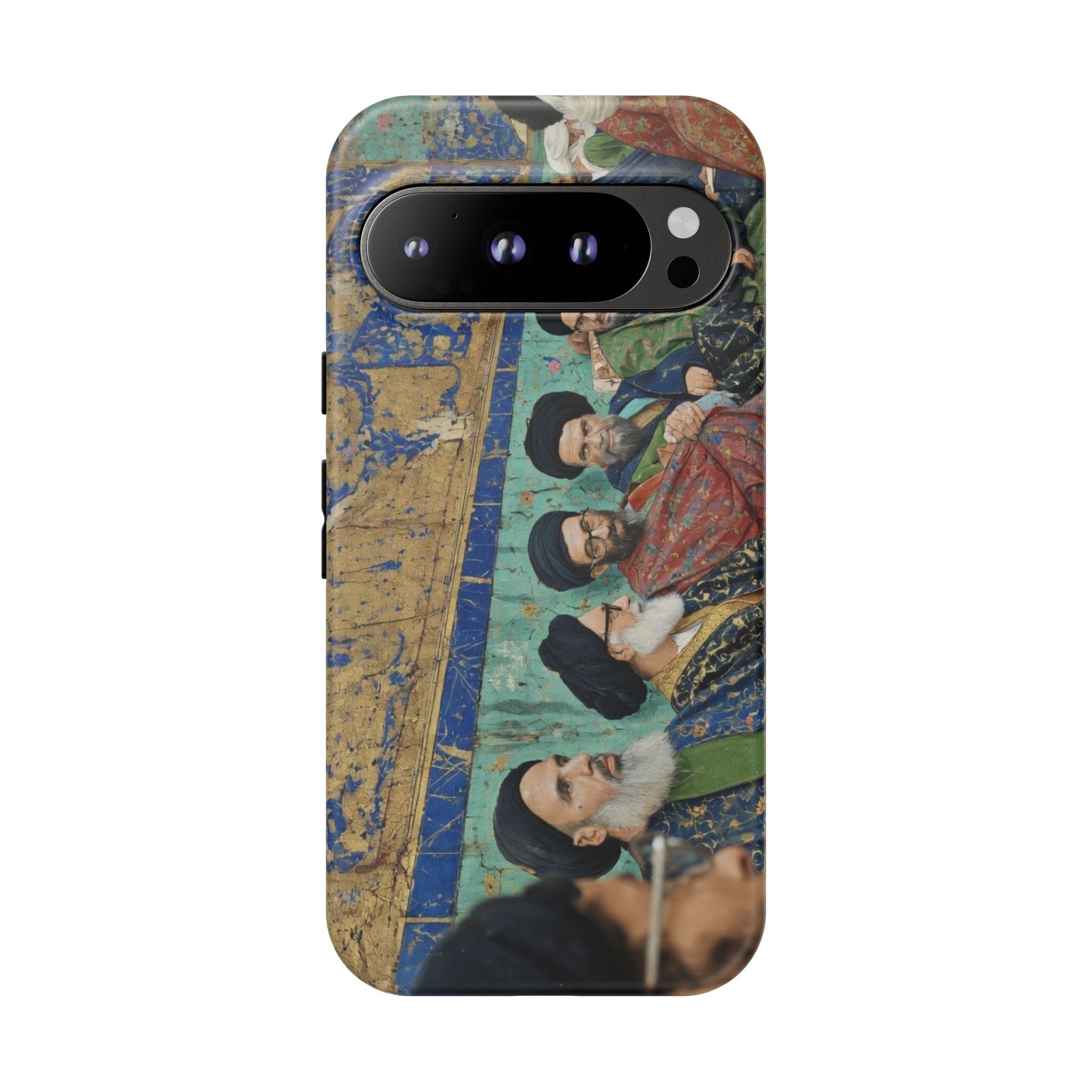 Religious Mosaic Phone Case — Vintage Shrine Scene Protective Hard Case