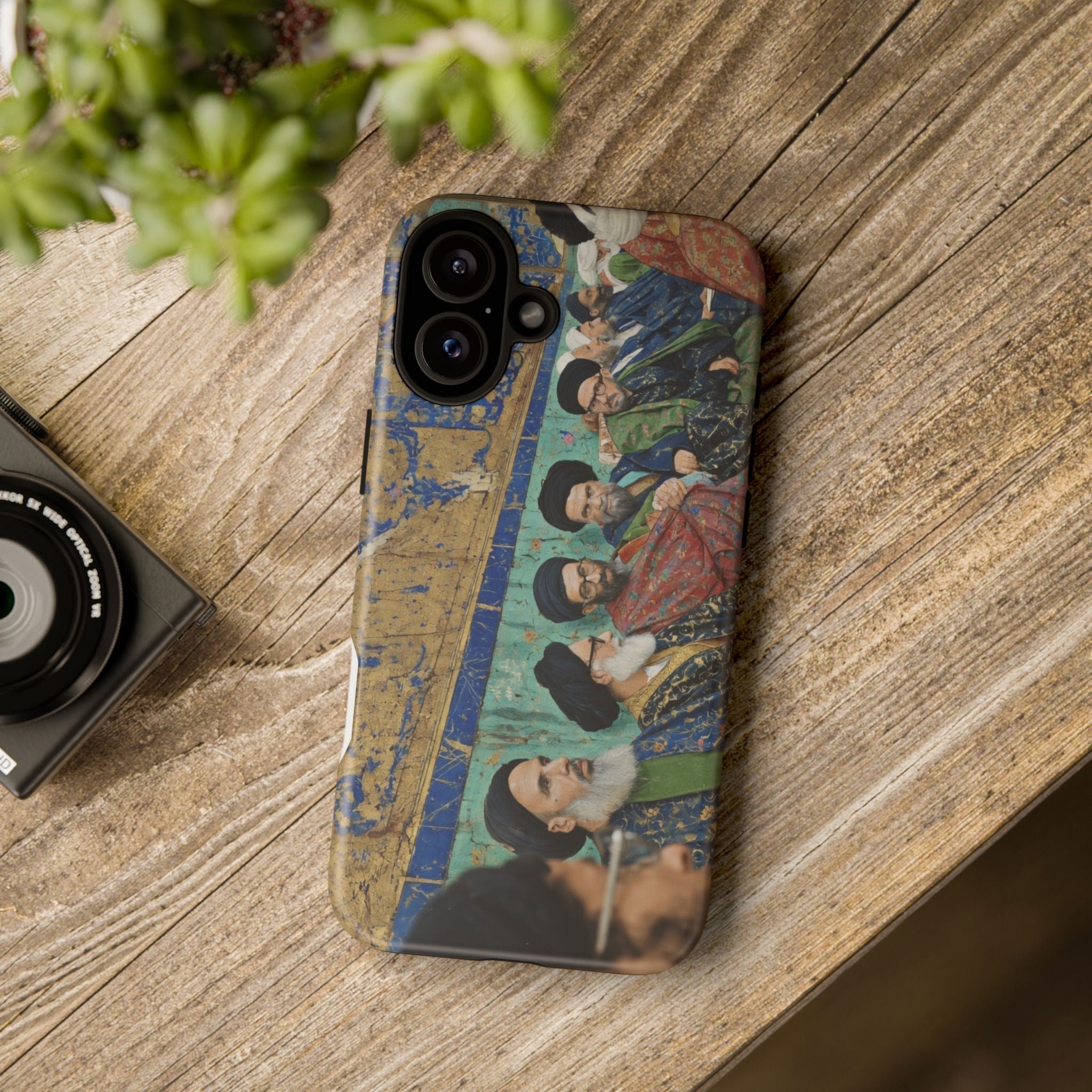 Religious Mosaic Phone Case — Vintage Shrine Scene Protective Hard Case
