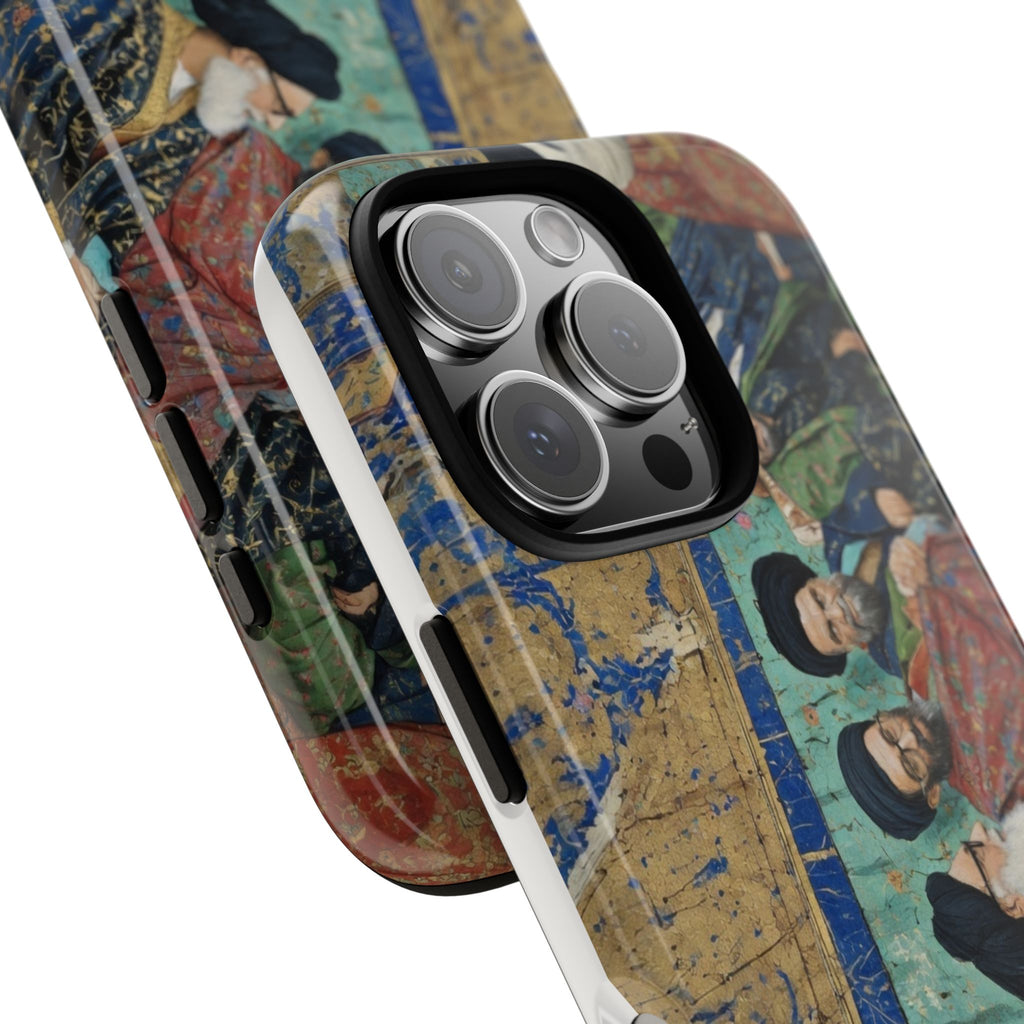 Religious Mosaic Phone Case — Vintage Shrine Scene Protective Hard Case