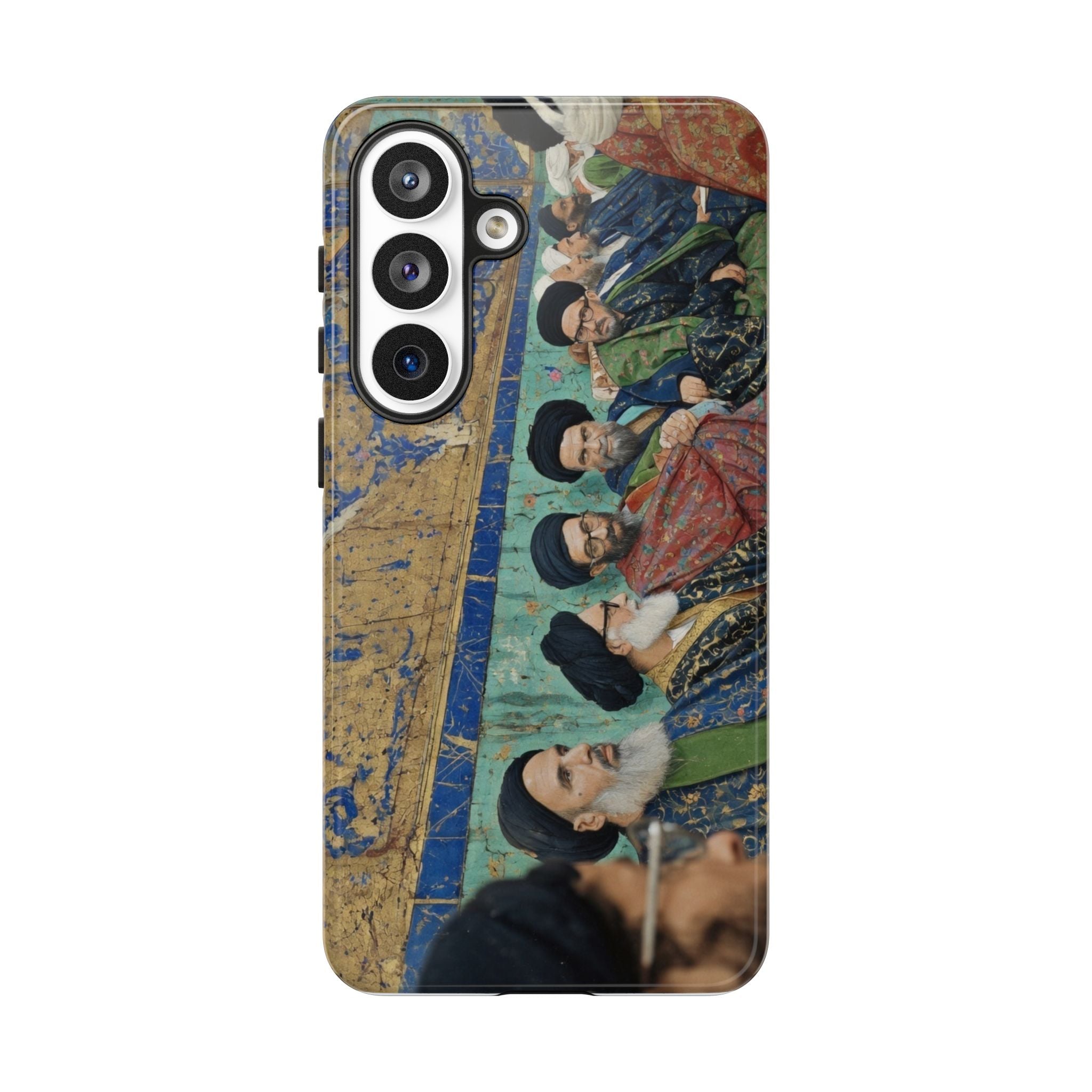 Religious Mosaic Phone Case — Vintage Shrine Scene Protective Hard Case