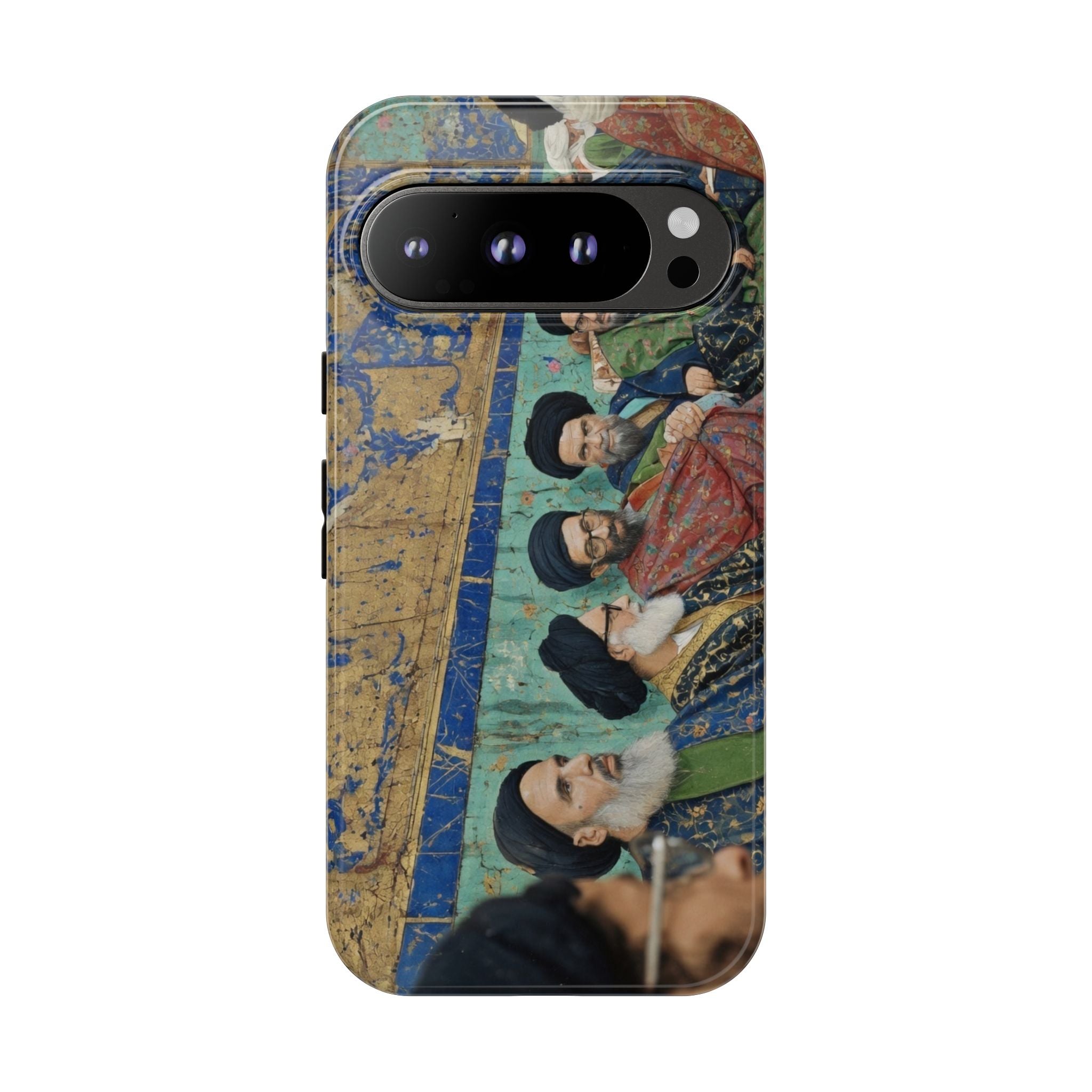 Religious Mosaic Phone Case — Vintage Shrine Scene Protective Hard Case