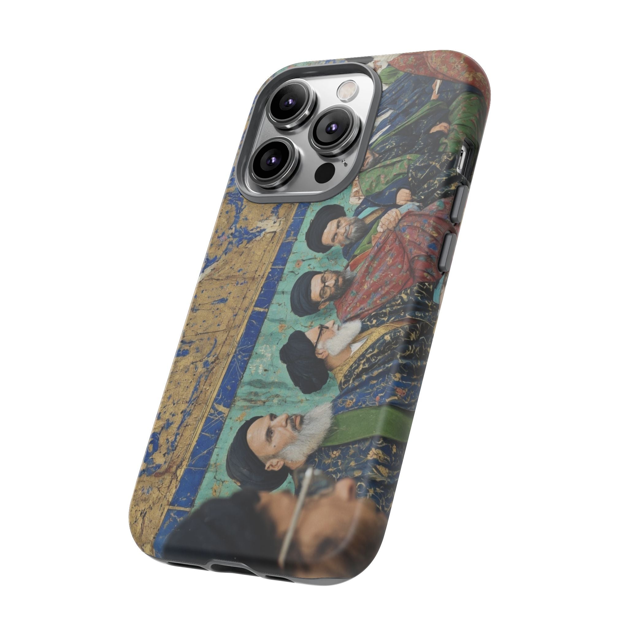 Religious Mosaic Phone Case — Vintage Shrine Scene Protective Hard Case