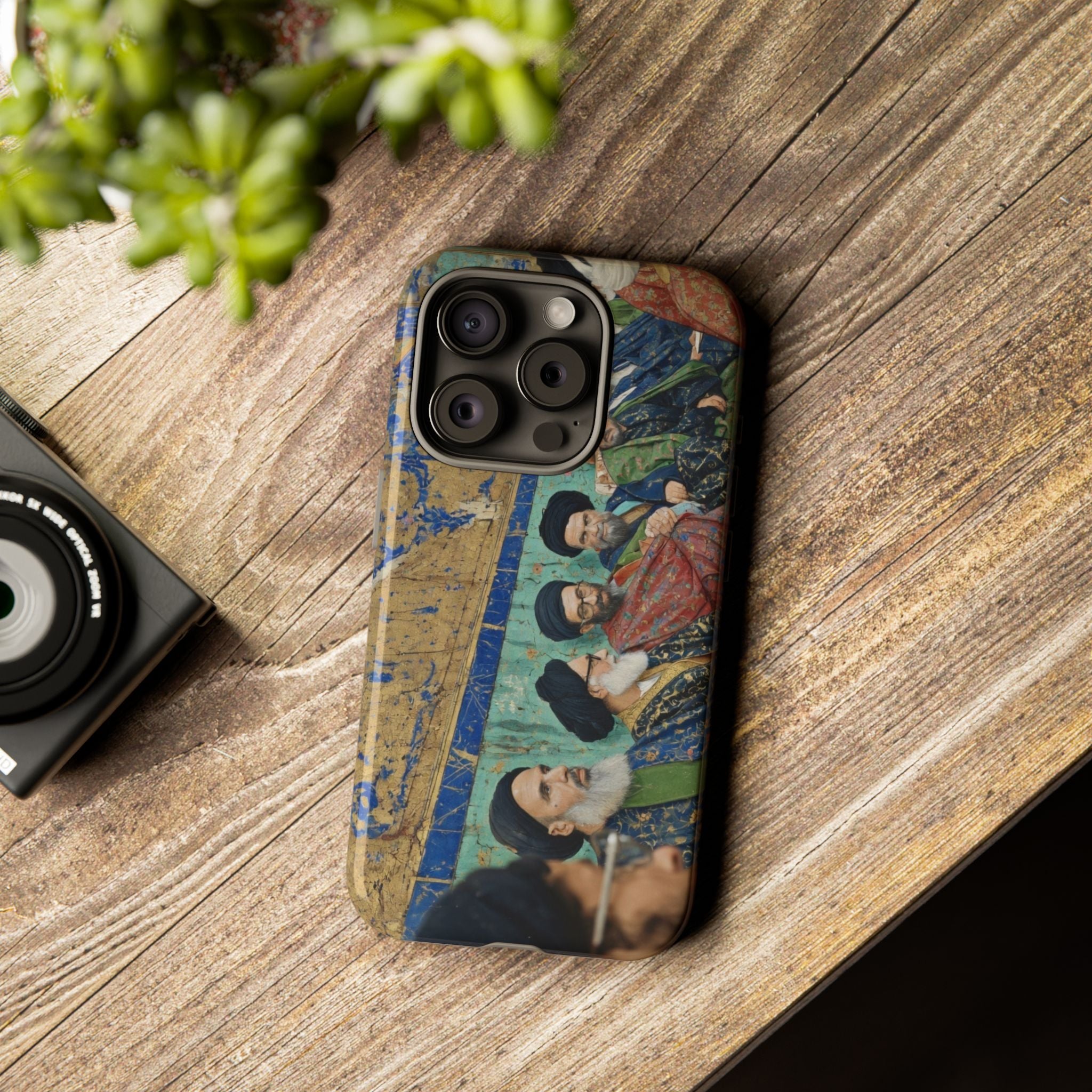 Religious Mosaic Phone Case — Vintage Shrine Scene Protective Hard Case