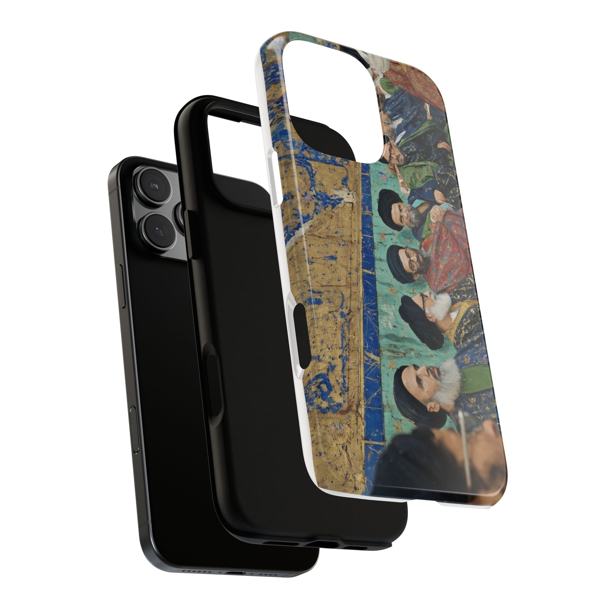 Religious Mosaic Phone Case — Vintage Shrine Scene Protective Hard Case