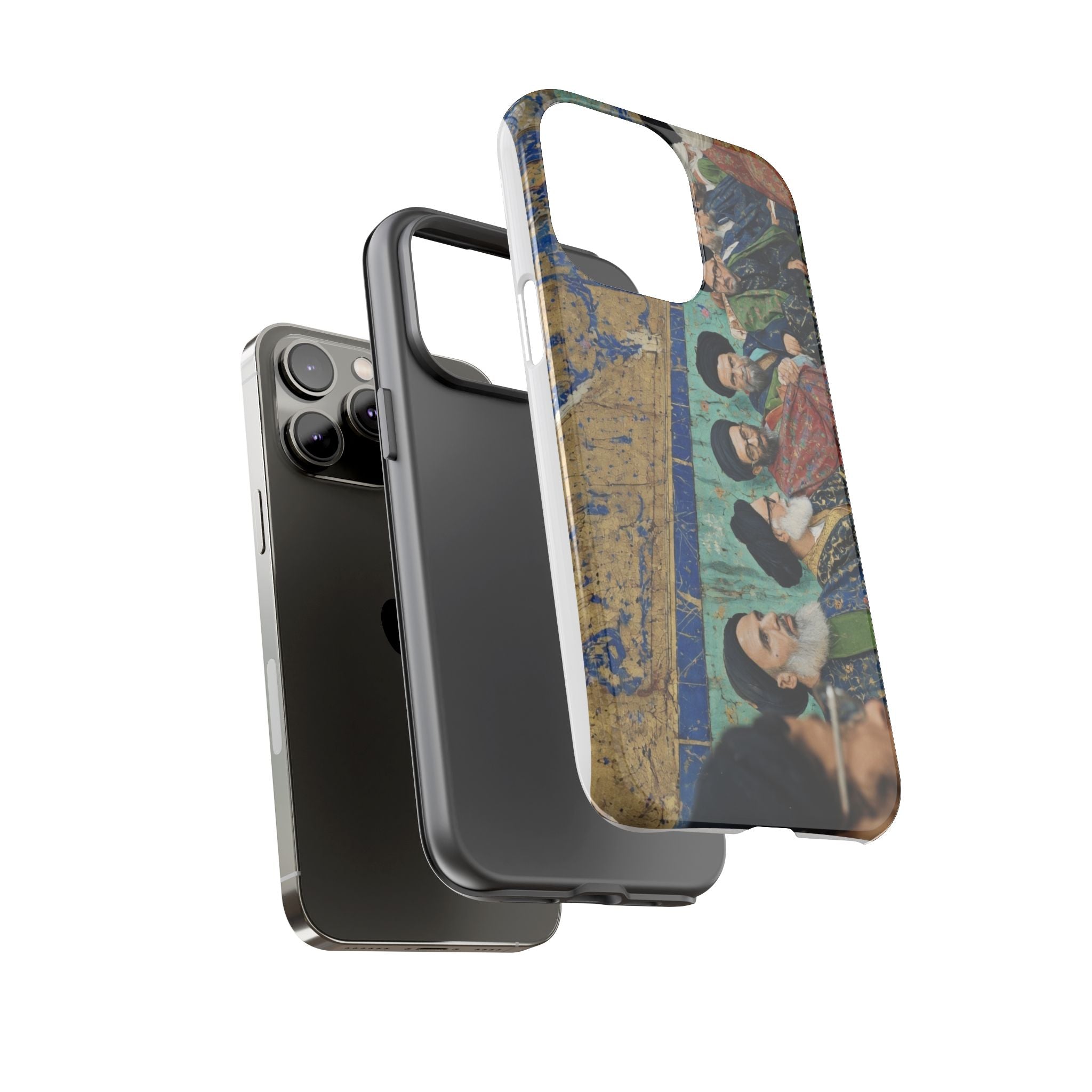 Religious Mosaic Phone Case — Vintage Shrine Scene Protective Hard Case