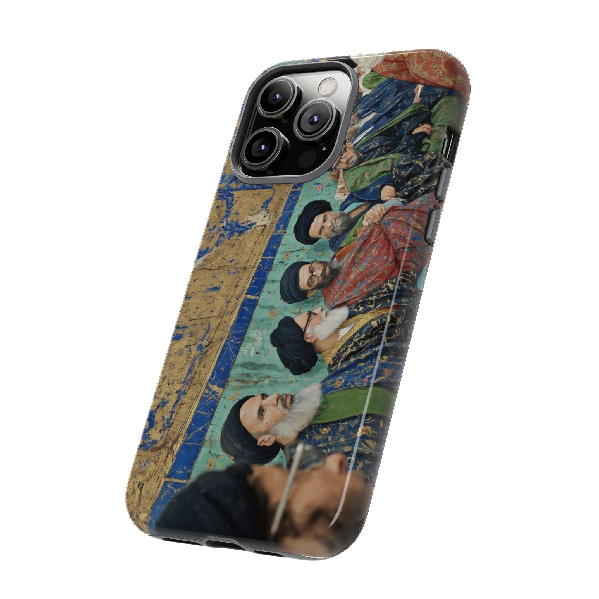 Religious Mosaic Phone Case — Vintage Shrine Scene Protective Hard Case