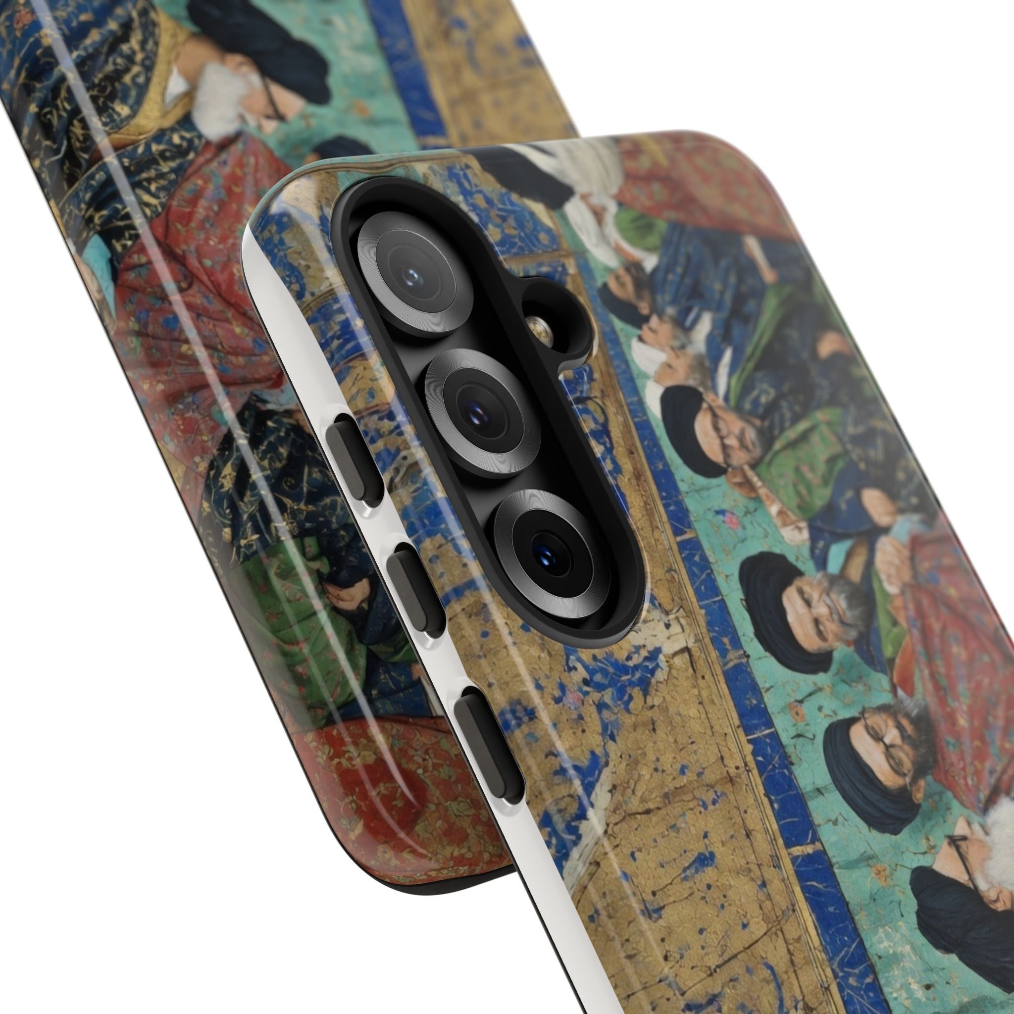 Religious Mosaic Phone Case — Vintage Shrine Scene Protective Hard Case