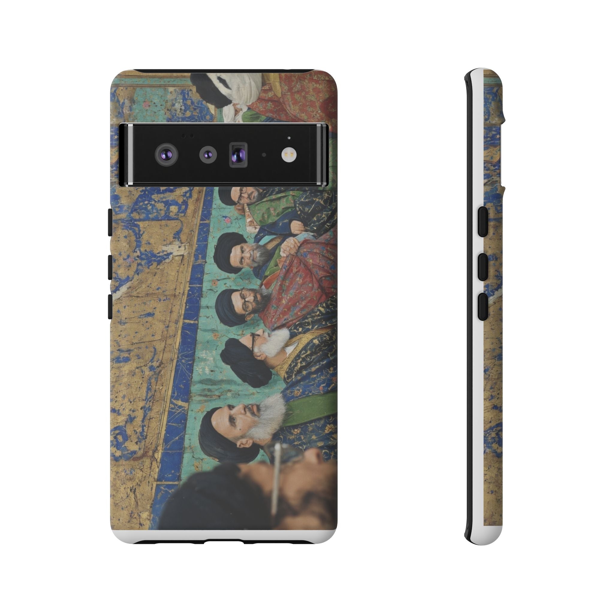 Religious Mosaic Phone Case — Vintage Shrine Scene Protective Hard Case