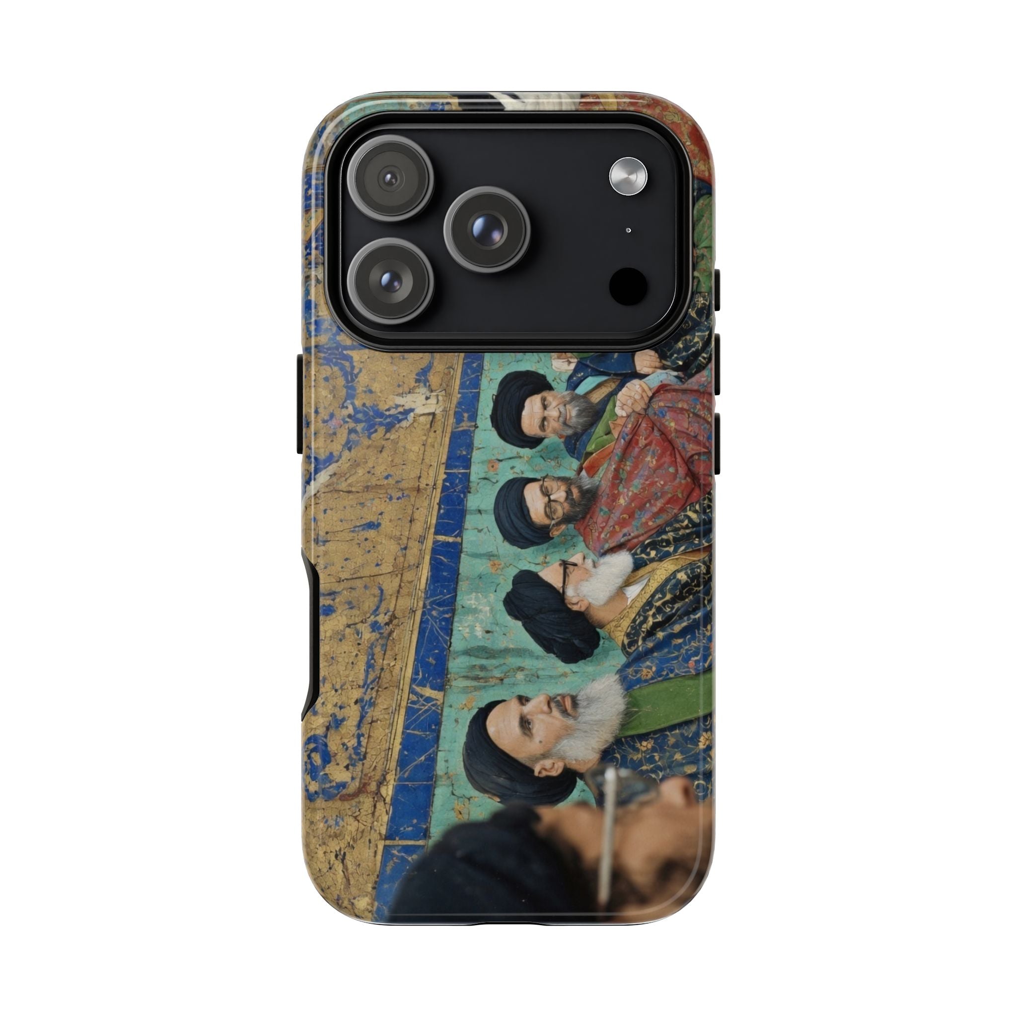 Religious Mosaic Phone Case — Vintage Shrine Scene Protective Hard Case