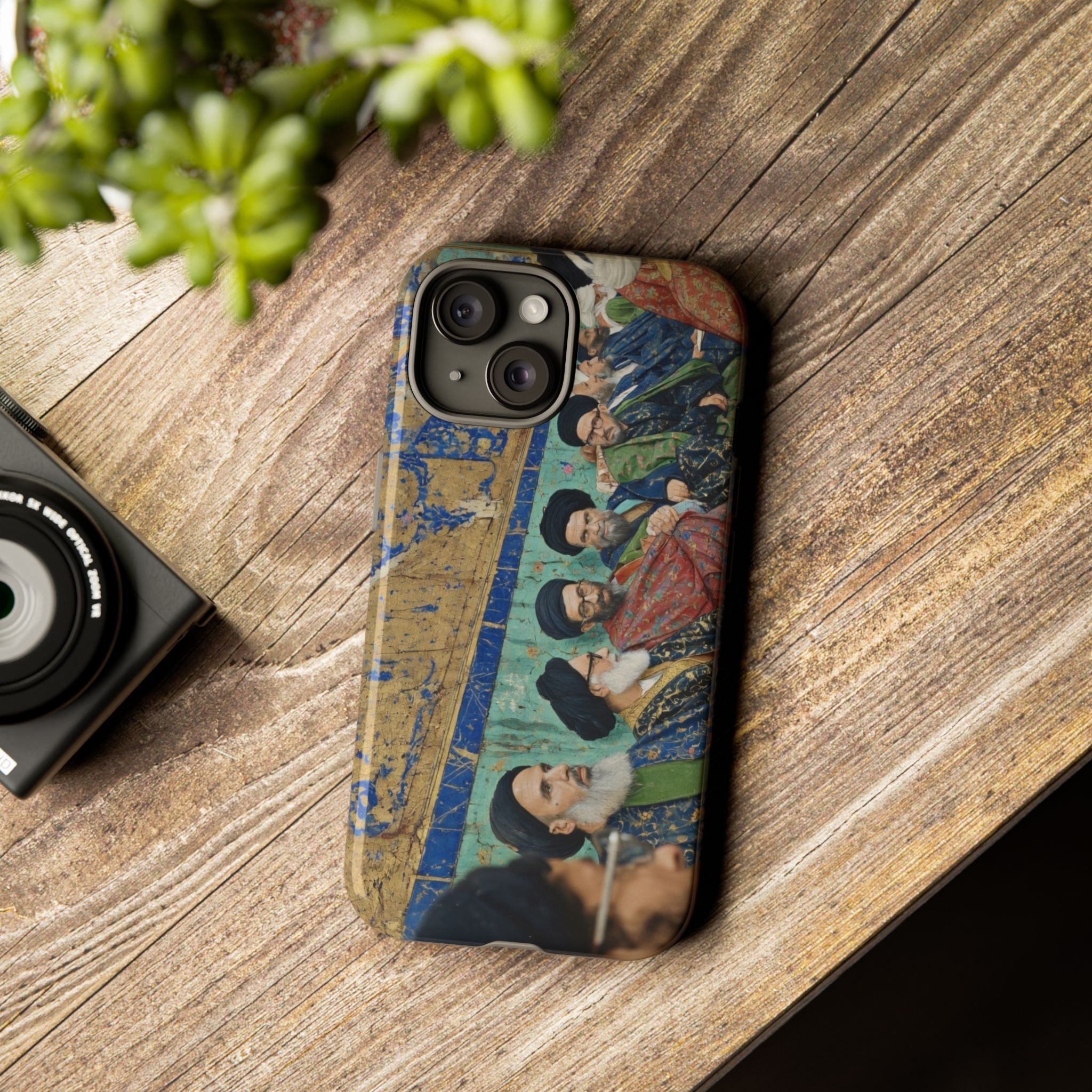 Religious Mosaic Phone Case — Vintage Shrine Scene Protective Hard Case
