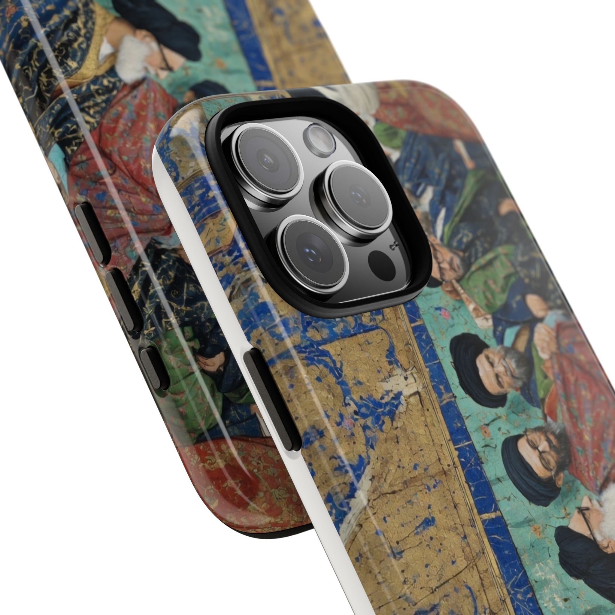 Religious Mosaic Phone Case — Vintage Shrine Scene Protective Hard Case