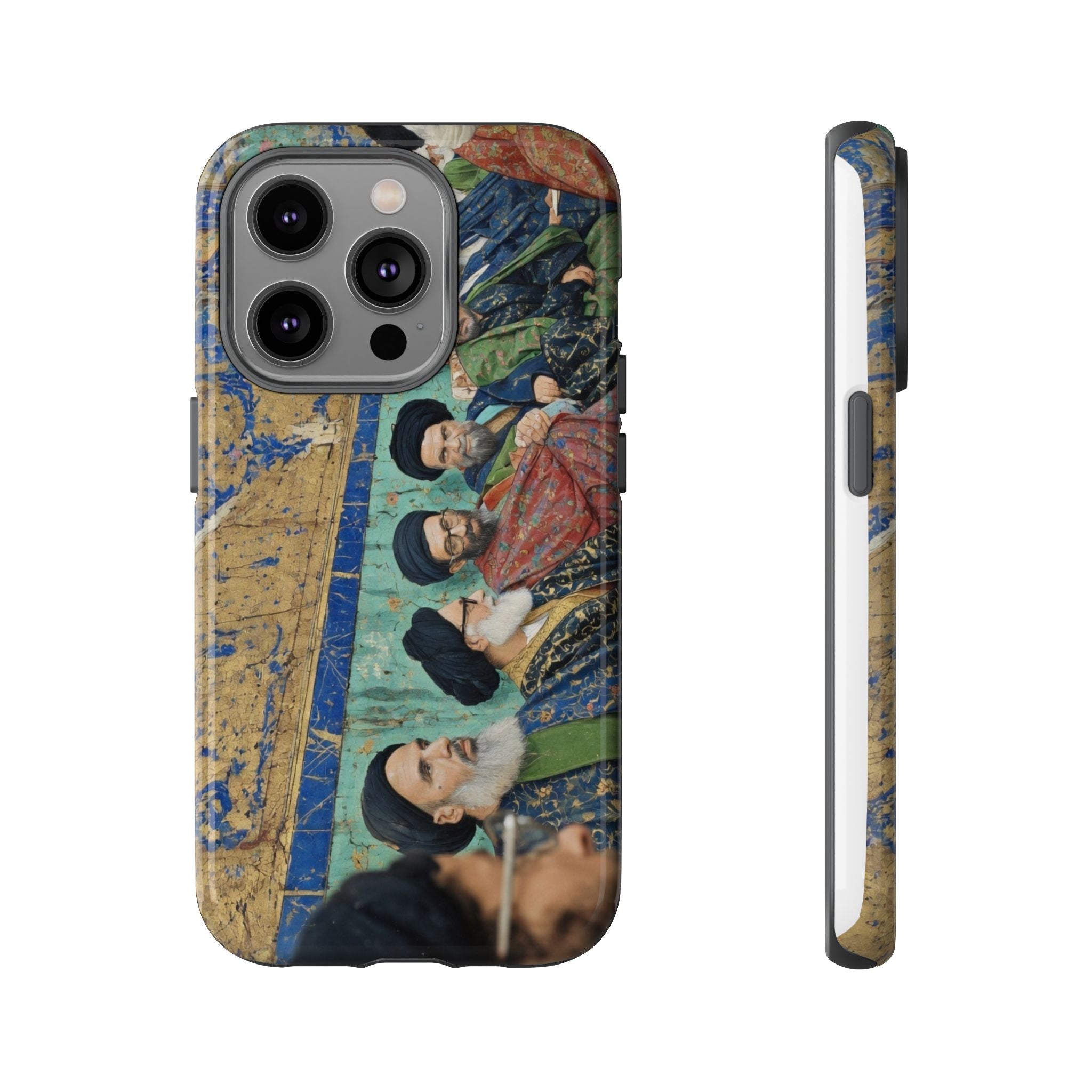 Religious Mosaic Phone Case — Vintage Shrine Scene Protective Hard Case