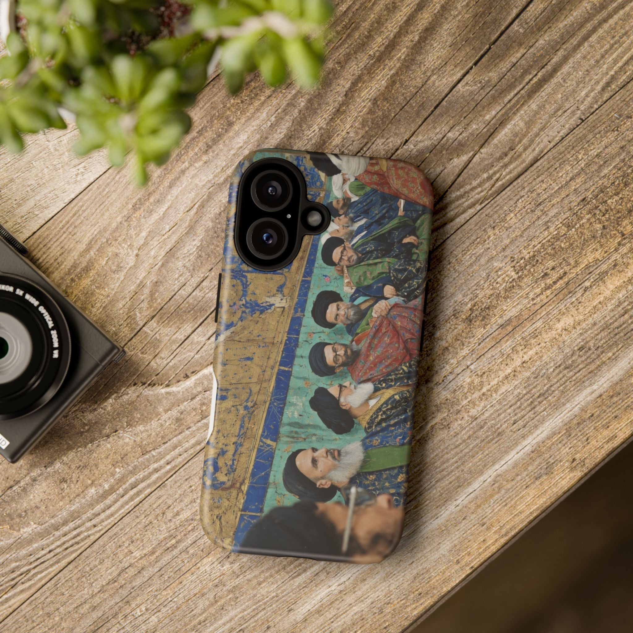 Religious Mosaic Phone Case — Vintage Shrine Scene Protective Hard Case