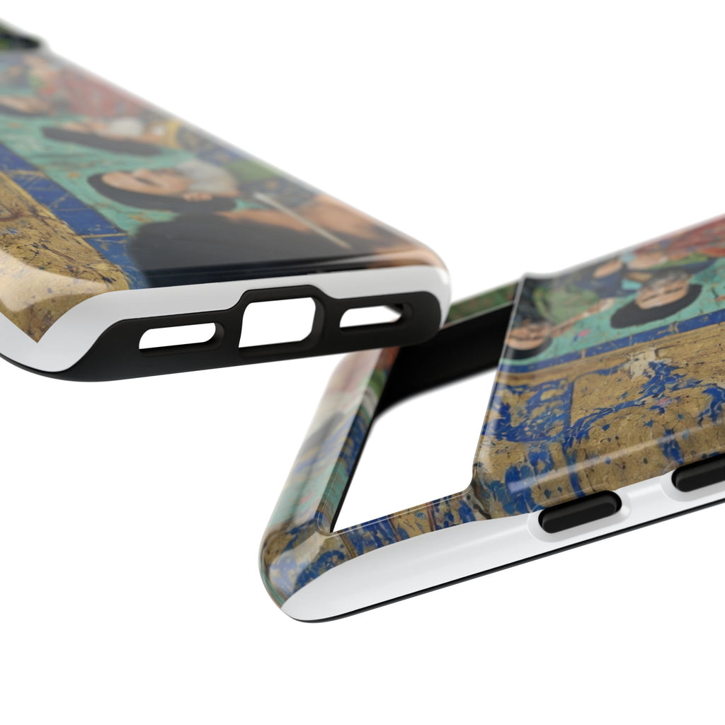 Religious Mosaic Phone Case — Vintage Shrine Scene Protective Hard Case