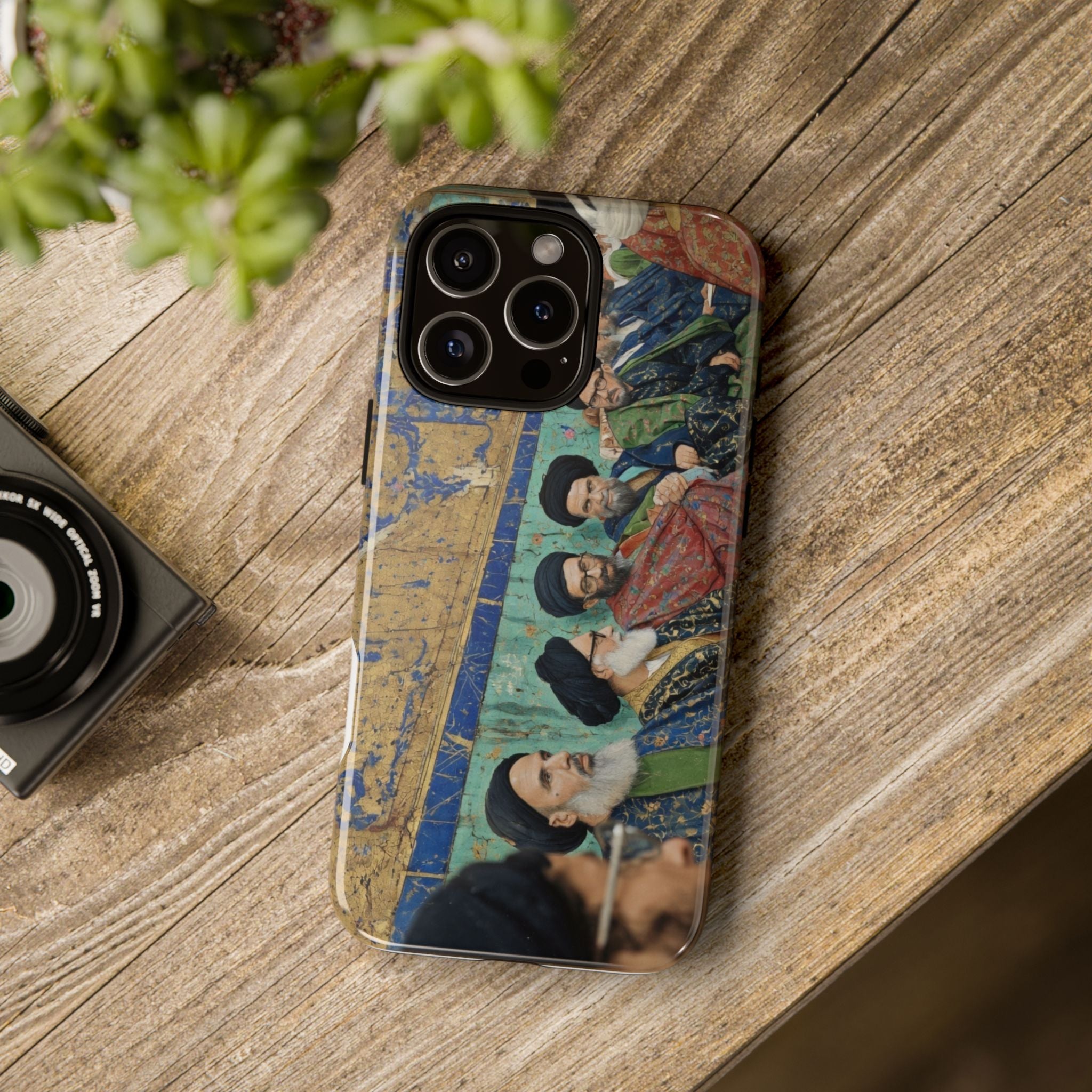 Religious Mosaic Phone Case — Vintage Shrine Scene Protective Hard Case