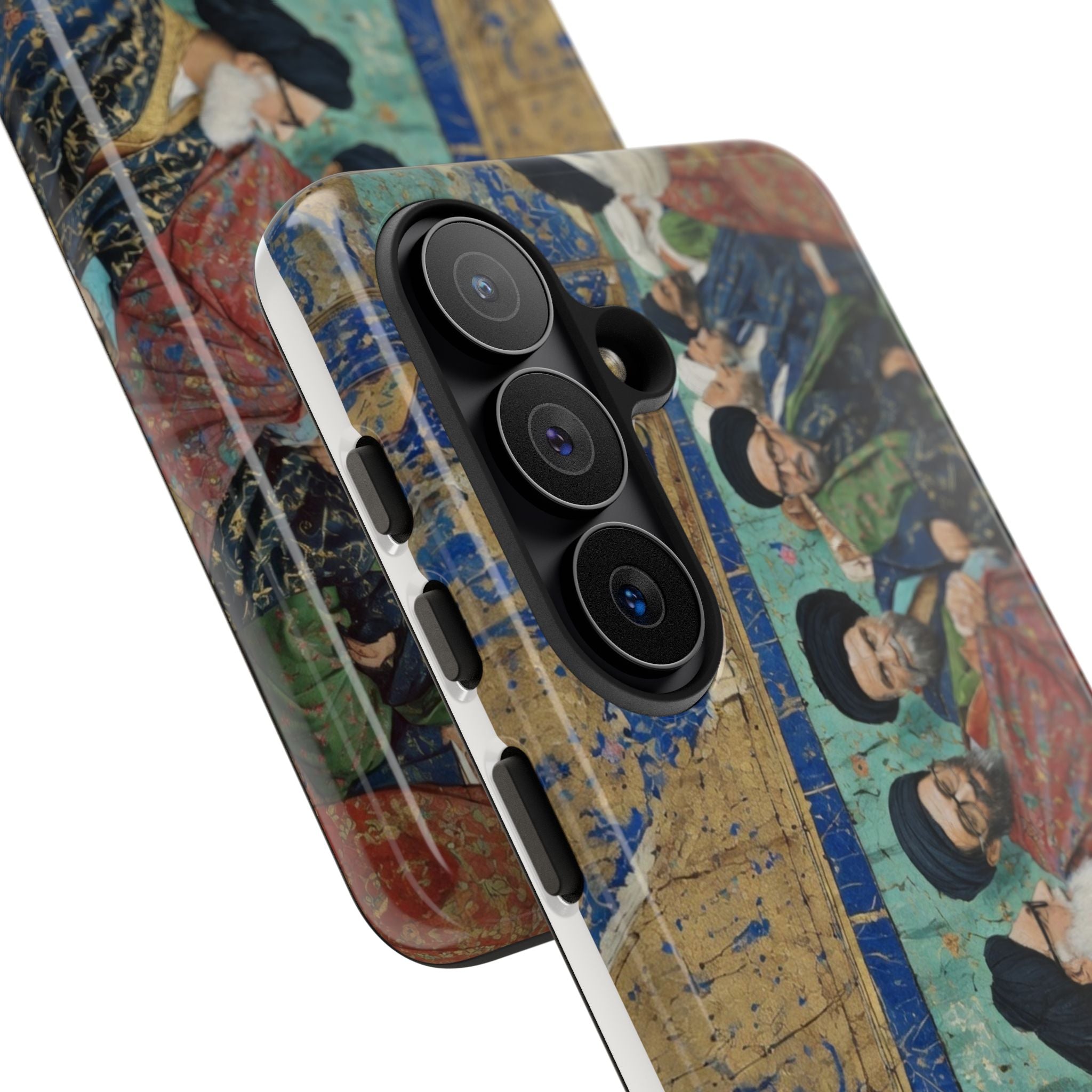 Religious Mosaic Phone Case — Vintage Shrine Scene Protective Hard Case