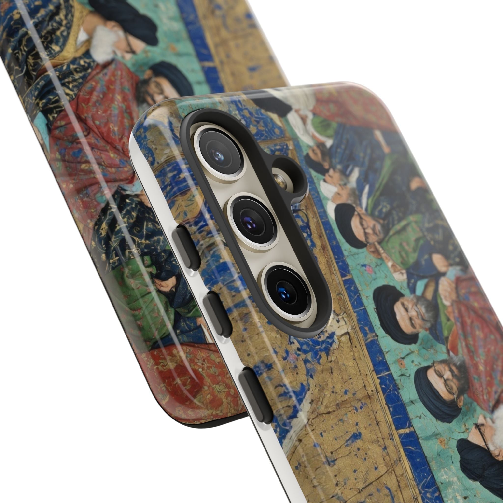 Religious Mosaic Phone Case — Vintage Shrine Scene Protective Hard Case