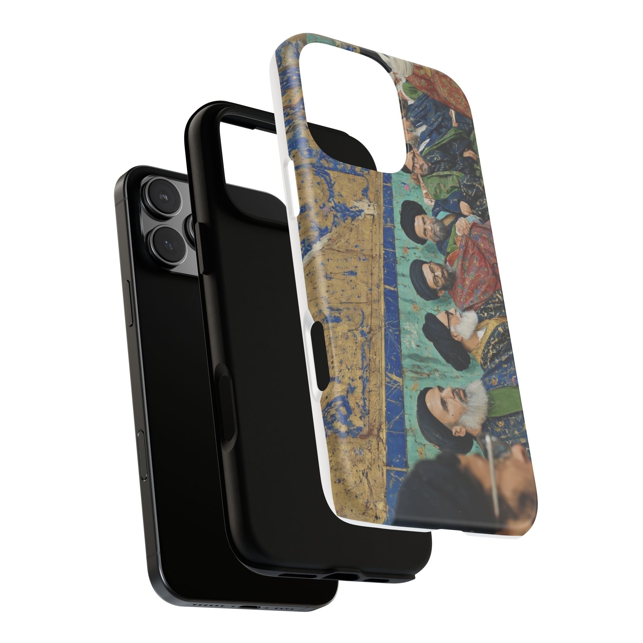 Religious Mosaic Phone Case — Vintage Shrine Scene Protective Hard Case