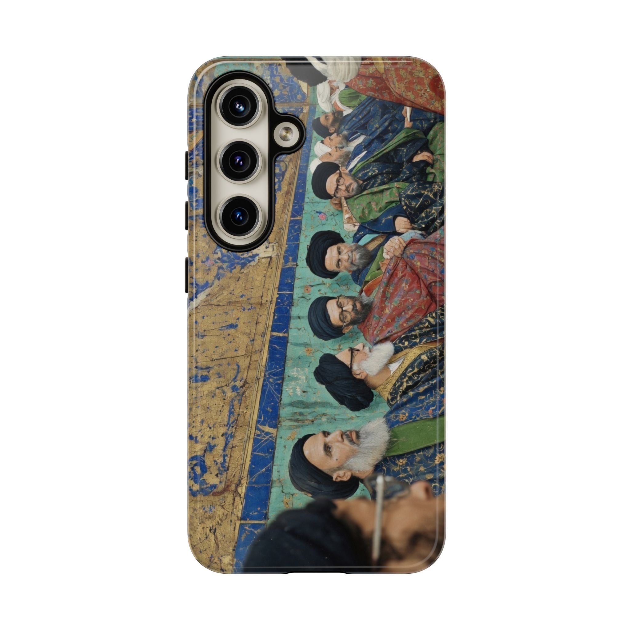 Religious Mosaic Phone Case — Vintage Shrine Scene Protective Hard Case