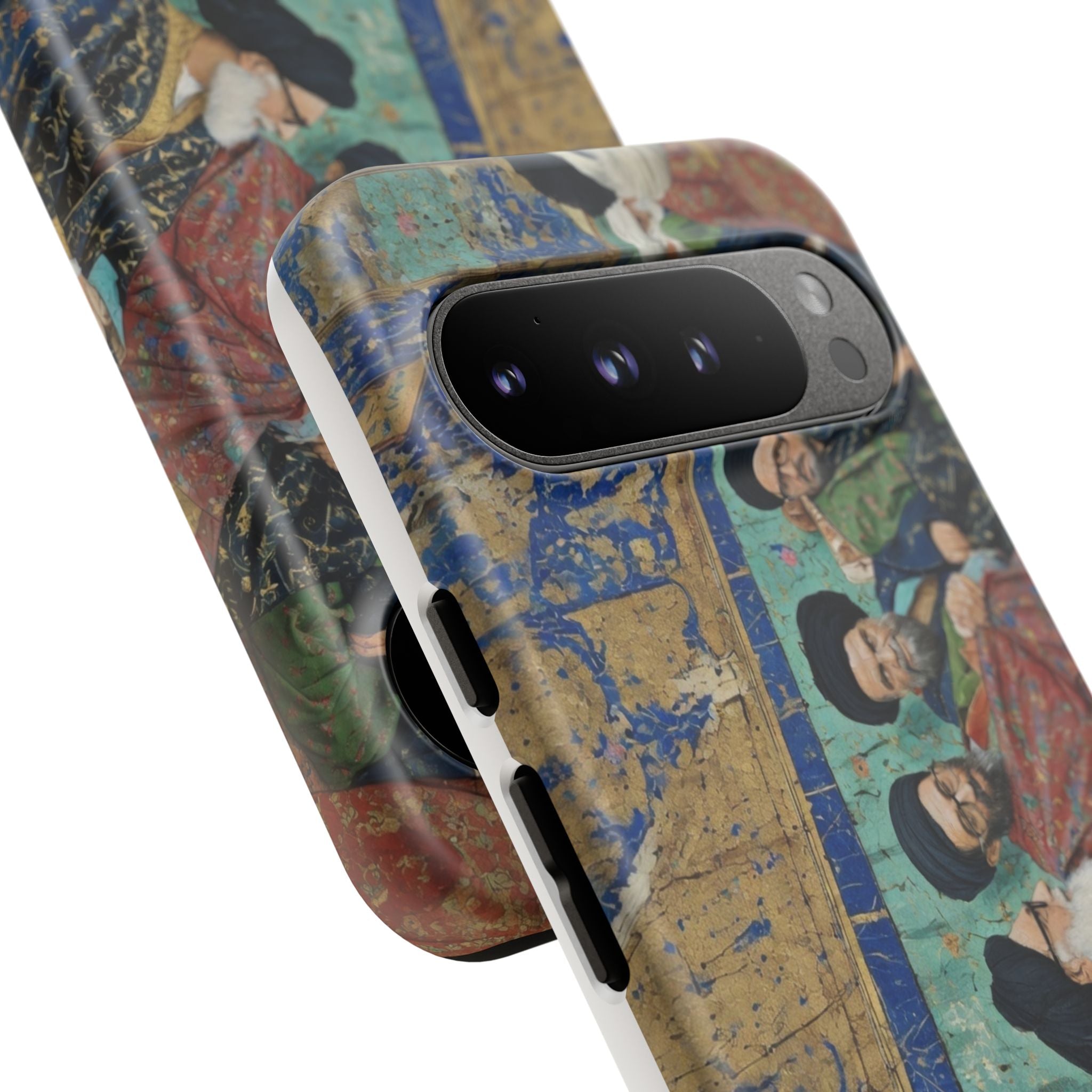 Religious Mosaic Phone Case — Vintage Shrine Scene Protective Hard Case