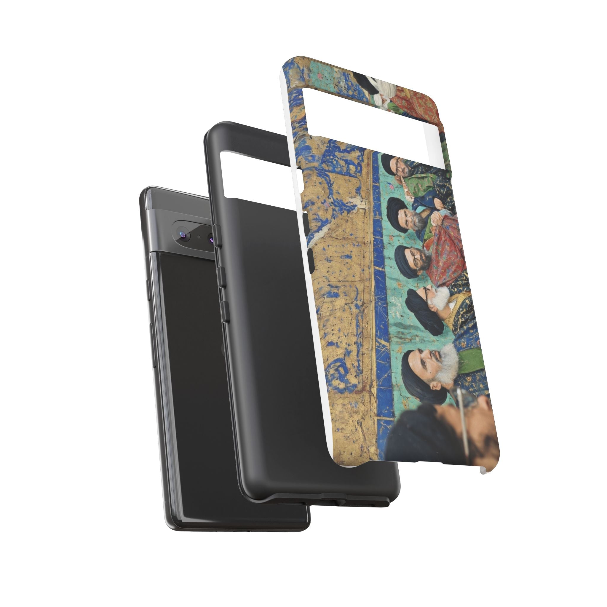 Religious Mosaic Phone Case — Vintage Shrine Scene Protective Hard Case