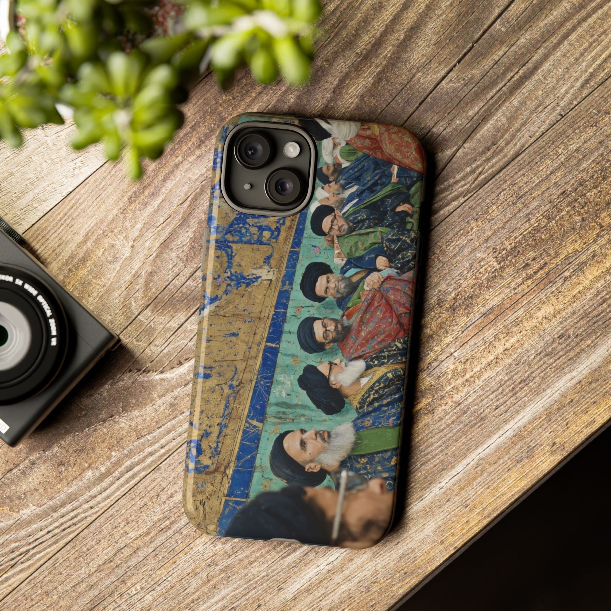 Religious Mosaic Phone Case — Vintage Shrine Scene Protective Hard Case