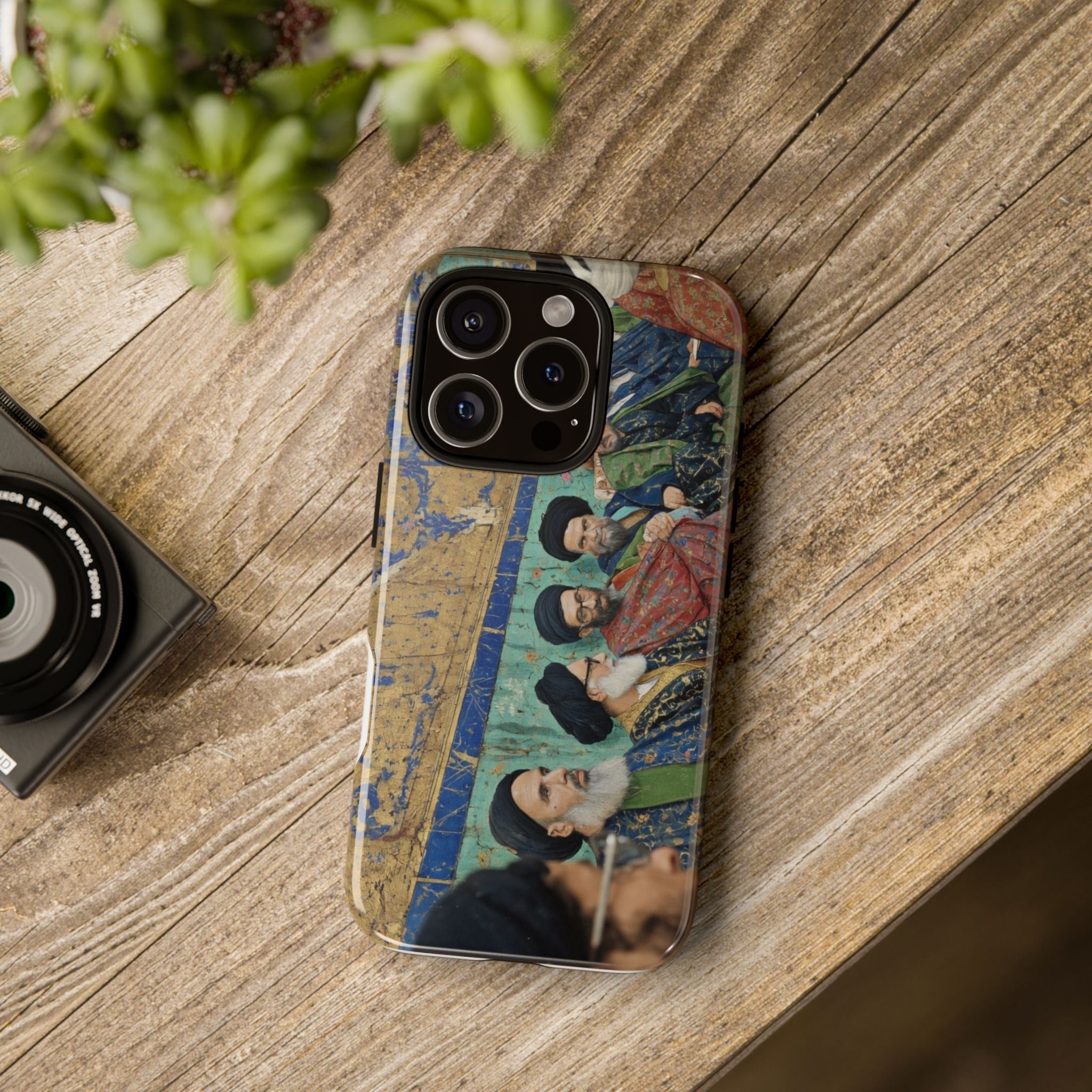 Religious Mosaic Phone Case — Vintage Shrine Scene Protective Hard Case