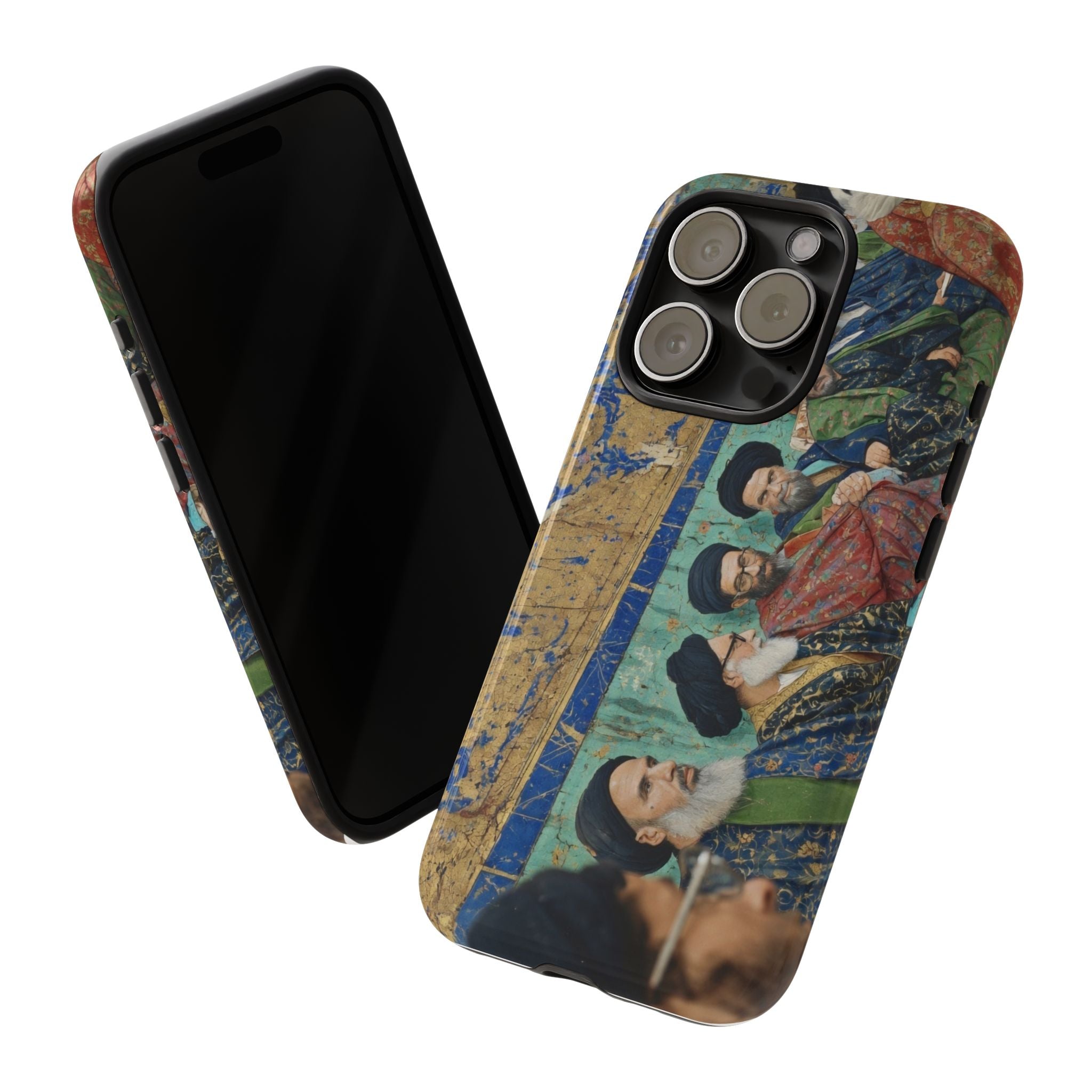 Religious Mosaic Phone Case — Vintage Shrine Scene Protective Hard Case