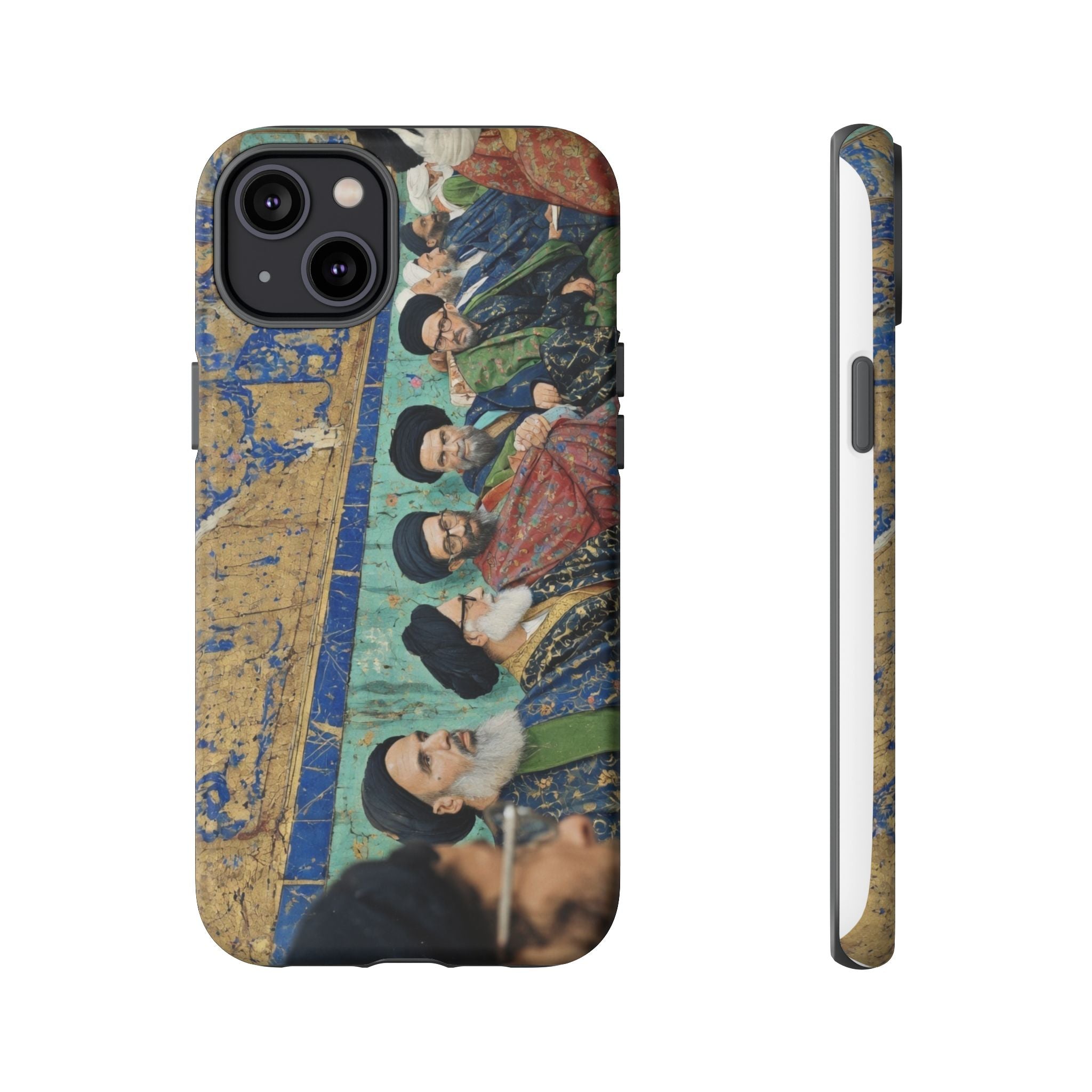 Religious Mosaic Phone Case — Vintage Shrine Scene Protective Hard Case