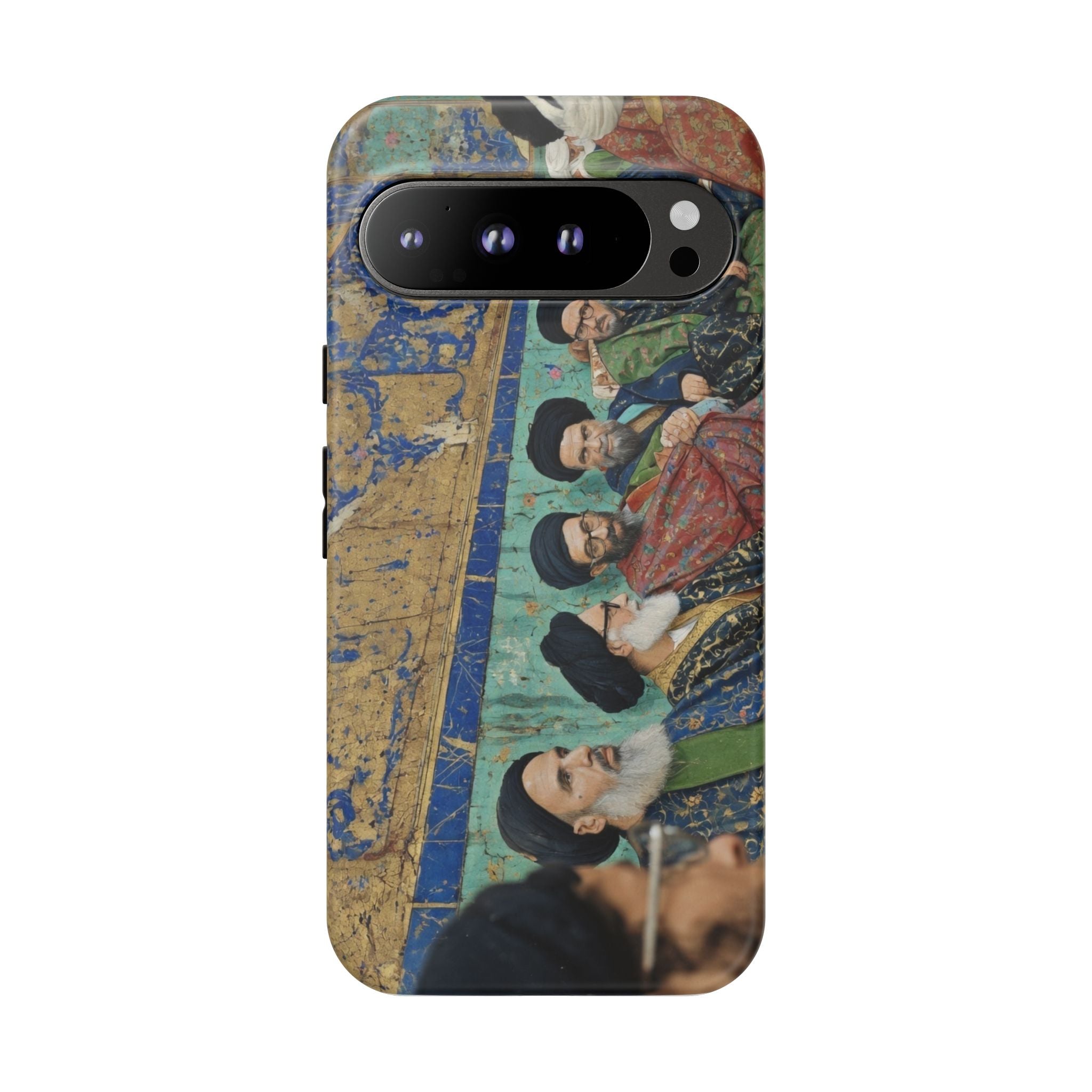 Religious Mosaic Phone Case — Vintage Shrine Scene Protective Hard Case