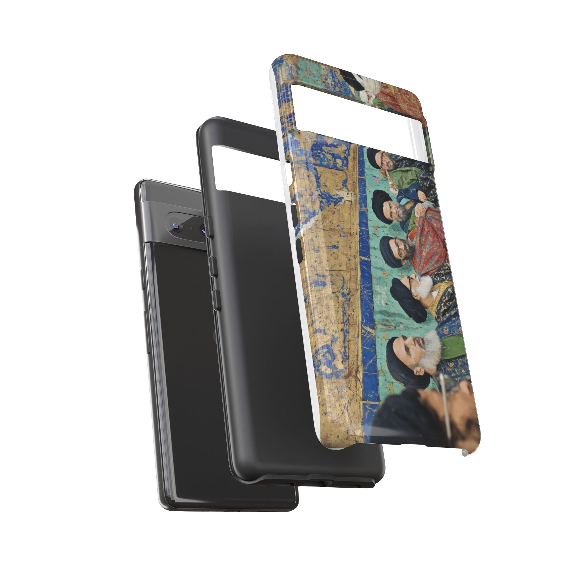 Religious Mosaic Phone Case — Vintage Shrine Scene Protective Hard Case