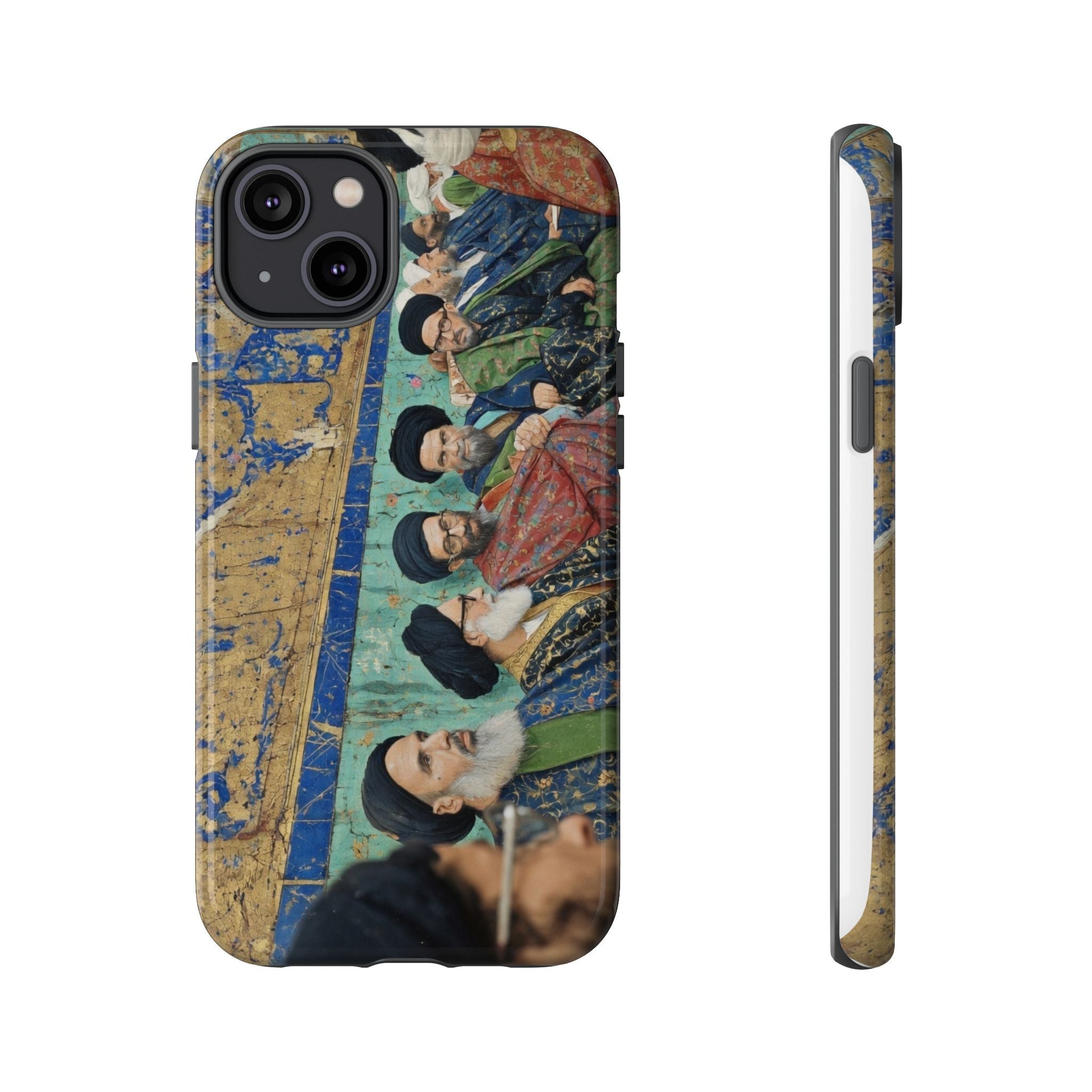 Religious Mosaic Phone Case — Vintage Shrine Scene Protective Hard Case