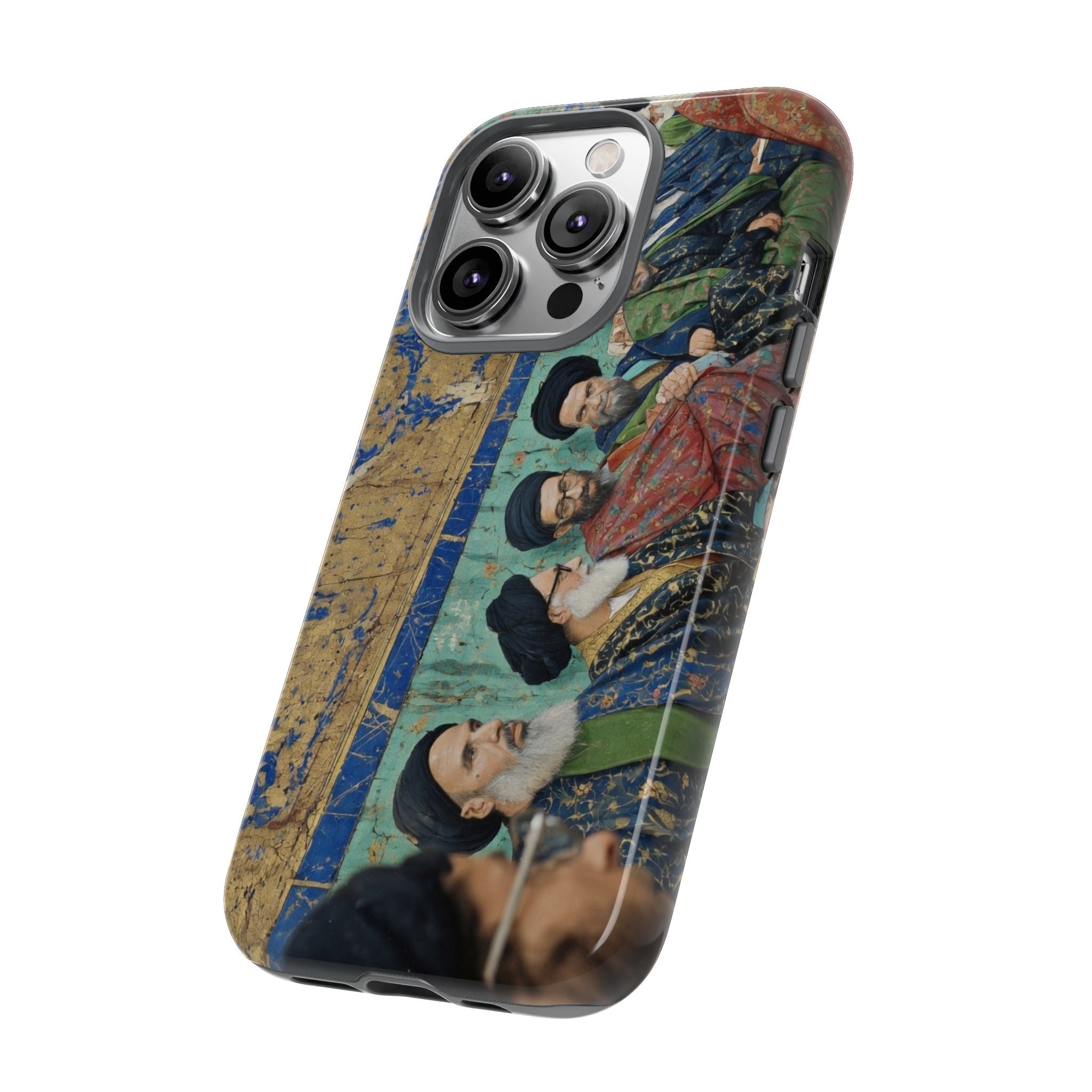 Religious Mosaic Phone Case — Vintage Shrine Scene Protective Hard Case