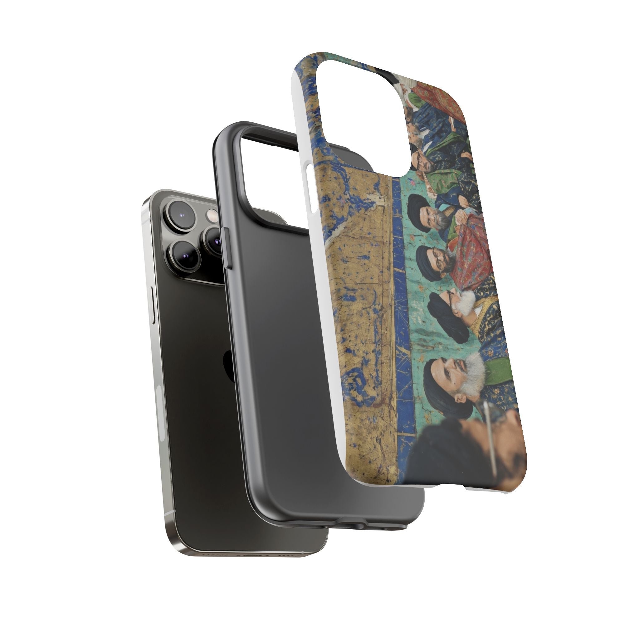 Religious Mosaic Phone Case — Vintage Shrine Scene Protective Hard Case
